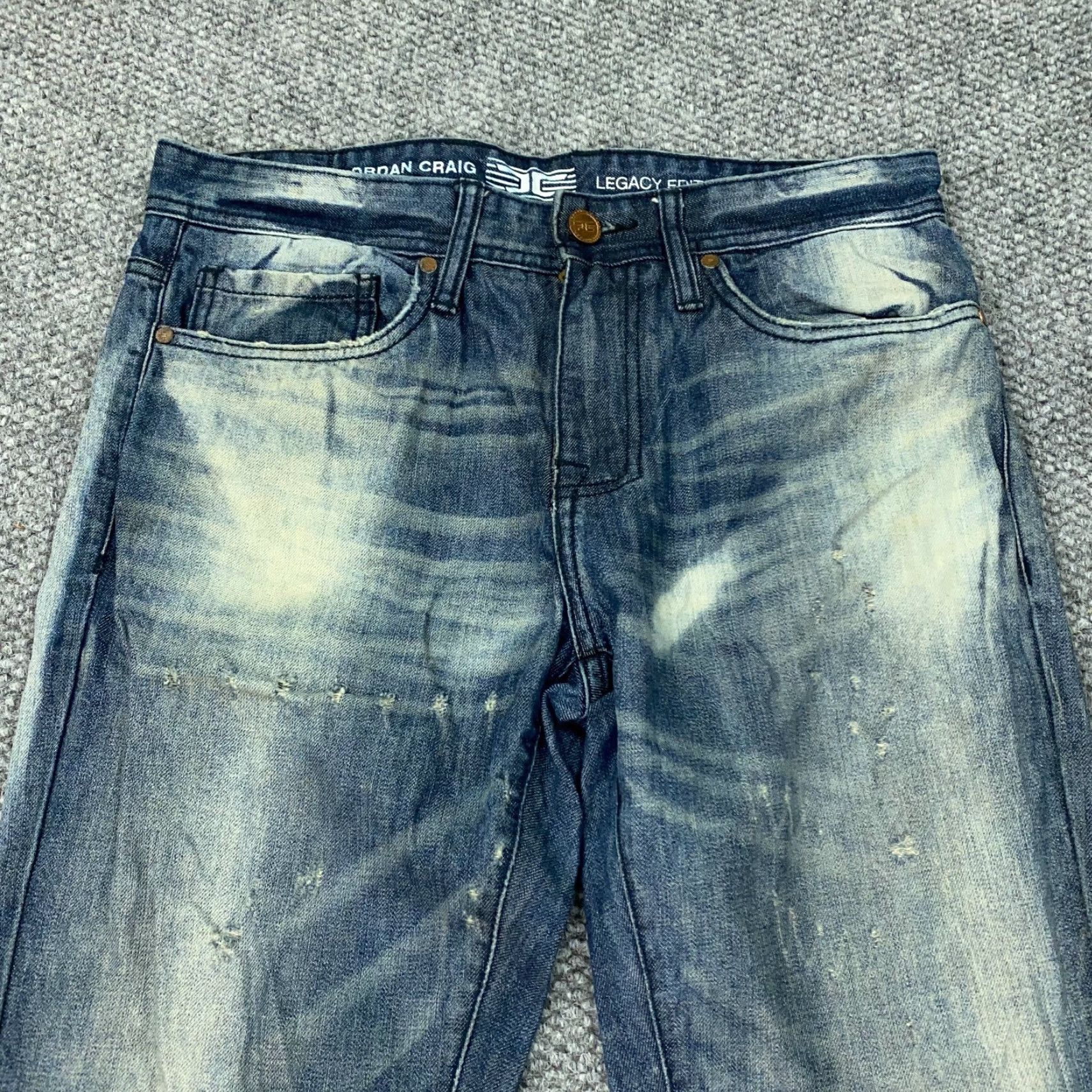 Jordan Craig Raphael Jeans Men's 32x32 Blue Distressed Straight Denim