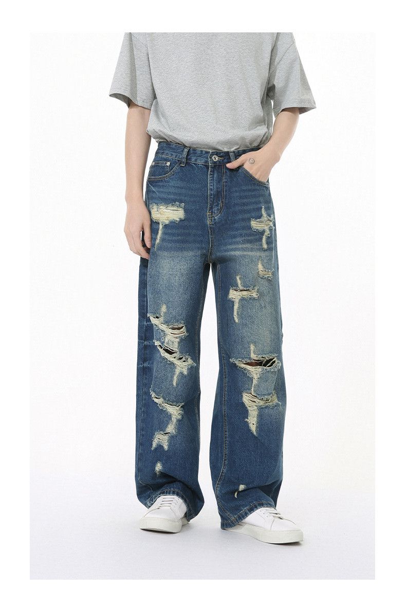 Vintage Men's distressed heavy-duty street straightripped jeans Size US 32 / EU 48 - 2 Thumbnail
