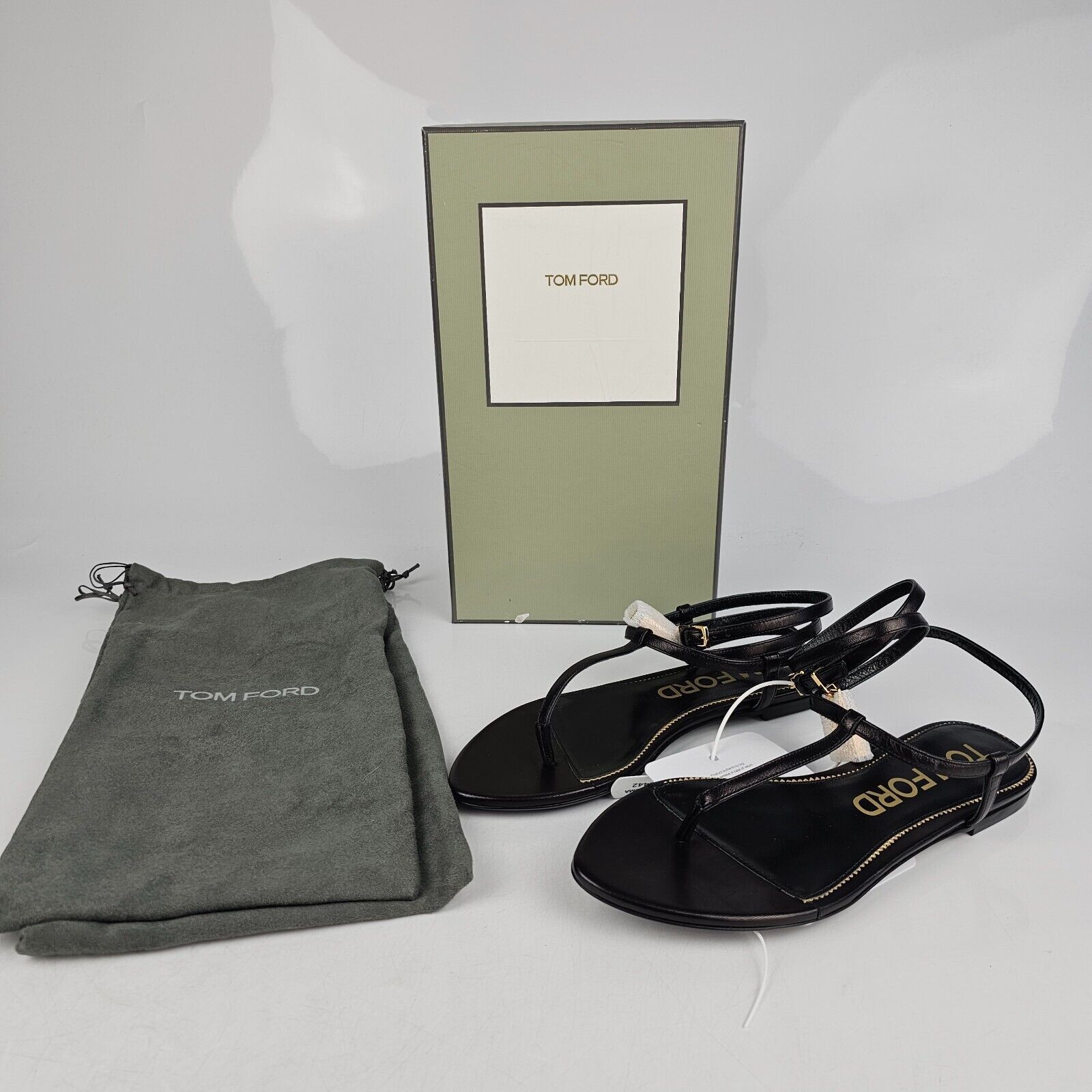 Tom Ford Tom Ford Padlock Black Leather Sandals New Size US 8.5 / IT 38.5 - 2 Thumbnail