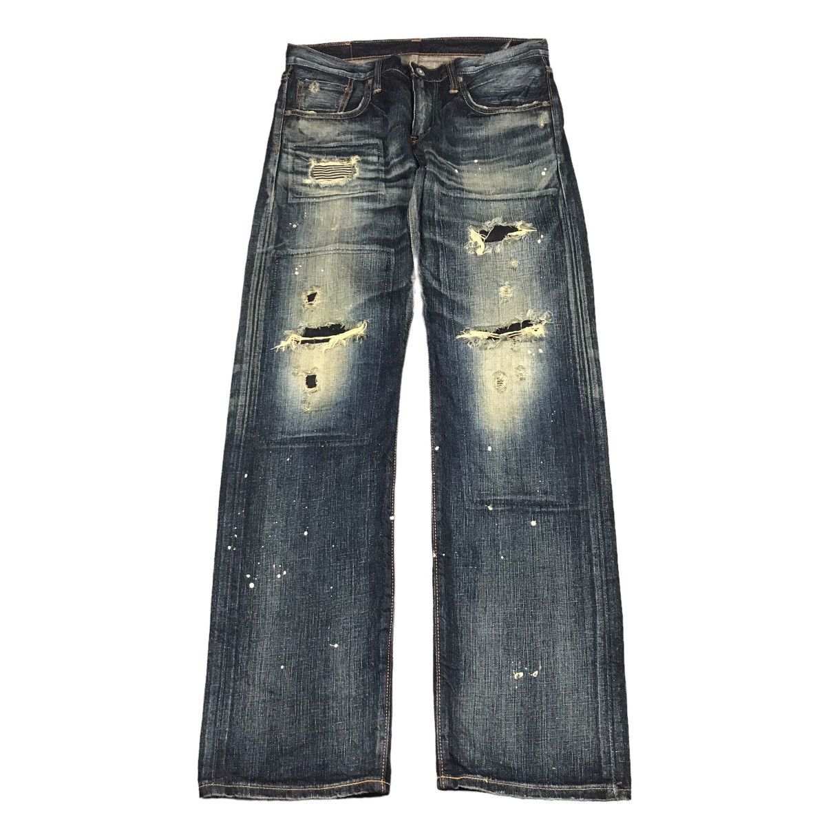 If Six Was Nine × Le Grande Bleu (L.G.B.) RIPPED DISTRESSED PATCHWORK EDWIN JAPANESE DENIM PANTS Size US 30 / EU 46 - 1 Thumbnail
