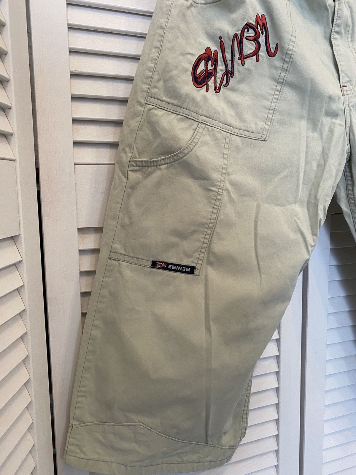 Eminem Vintage Cropped Pants Rap EMINEM Knit Logo Pocket Retro 2s Size US 34 / EU 50 - 5 Thumbnail