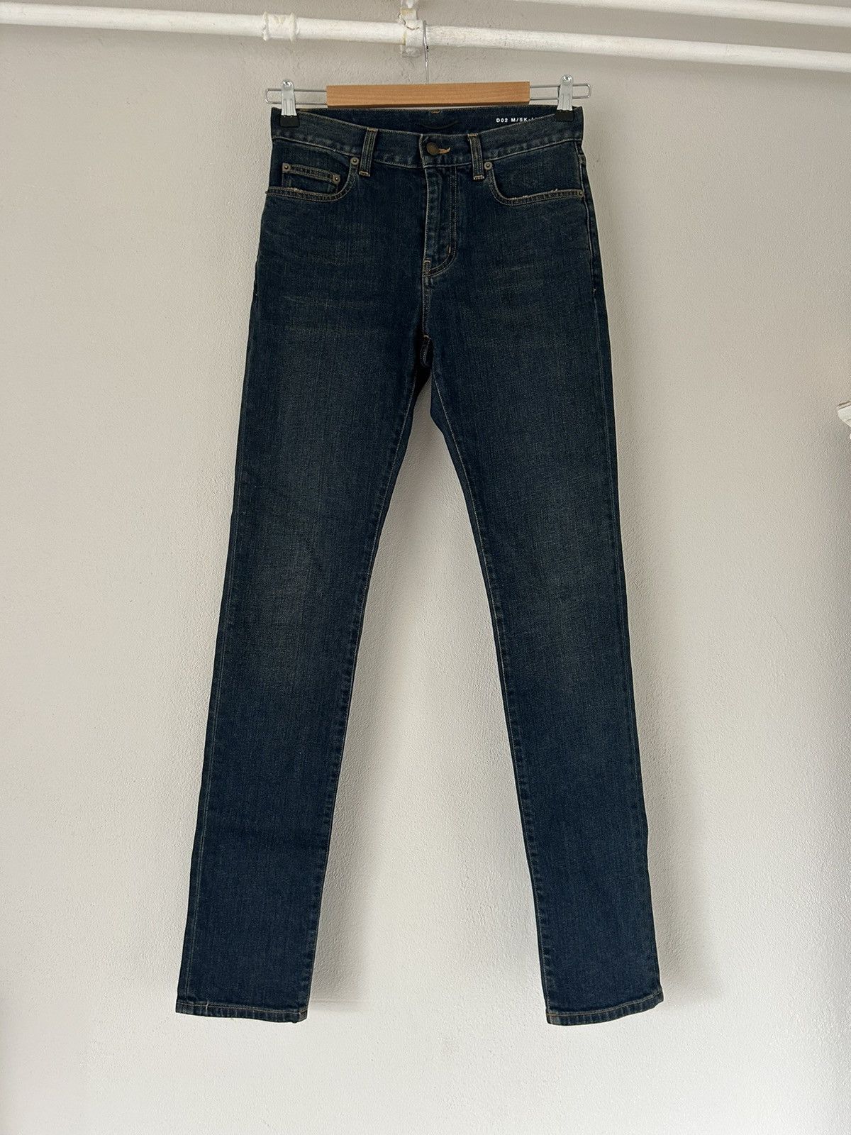 image of Saint Laurent Paris D02 M/sk-Lw Denim Jeans in Raw Indigo, Men's (Size 27)
