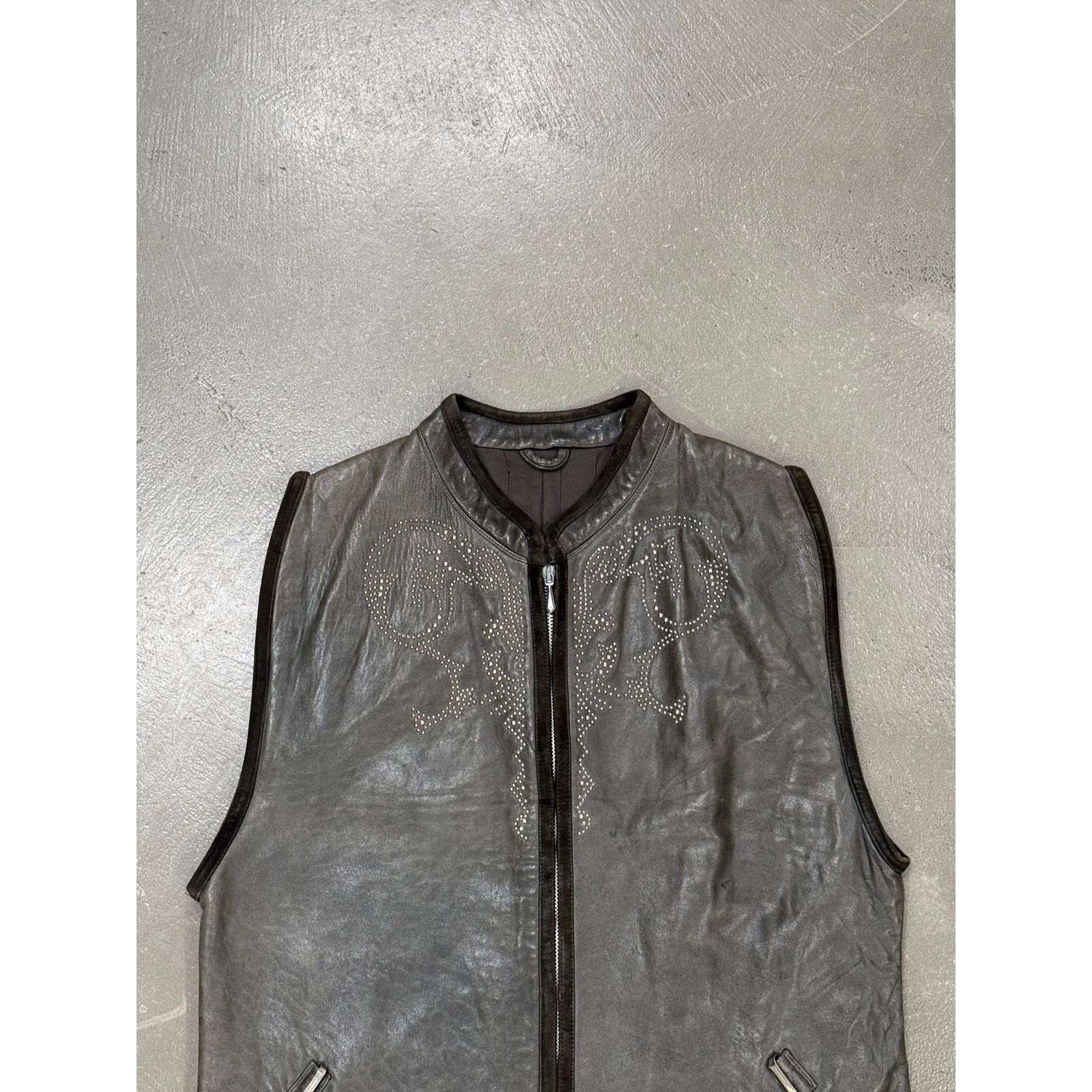 Versace 1980s Gianni Versace studded leather vest Size 44R - 2 Thumbnail