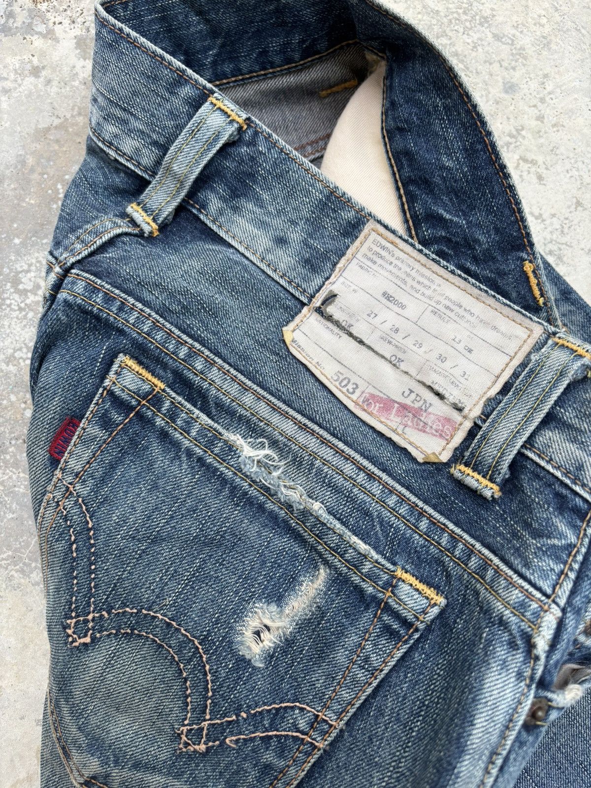 If Six Was Nine Flare Jeans Edwin 503 Japan Mud Wash Distress Bootcut Jean Size 29" - 10 Thumbnail