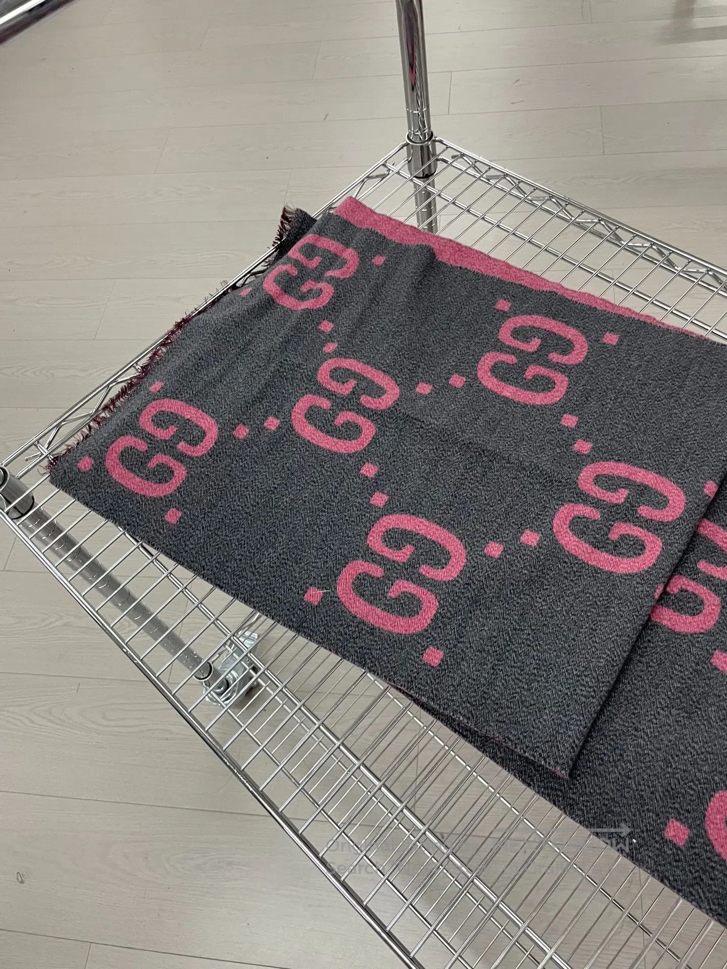 Gucci Guicci Pink and gray color block double G jacquard wool sc Size ONE SIZE - 5 Thumbnail