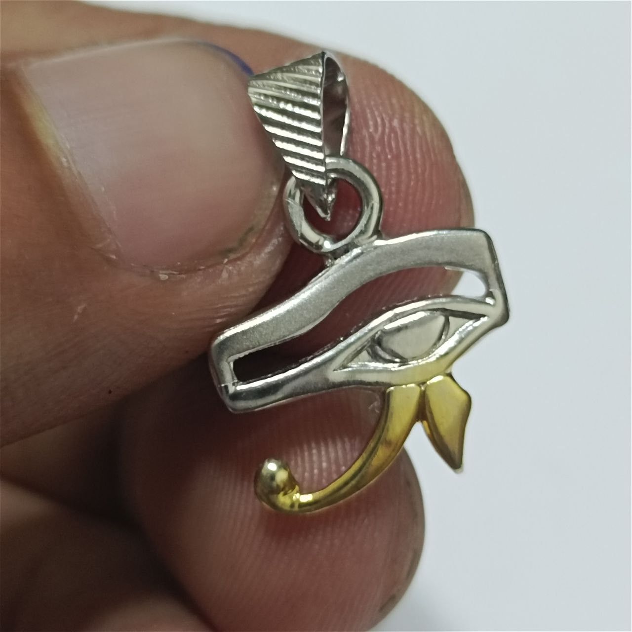 Sterling Silver handcrafted 925 silver Eye of Horus pendant Egyptian style Size ONE SIZE - 1 Thumbnail