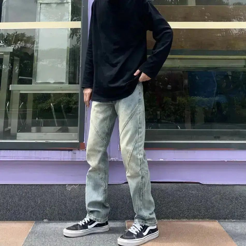 Japanese Brand × Jean Retro patchwork washed straight leg jeans Size US 32 / EU 48 - 6 Thumbnail