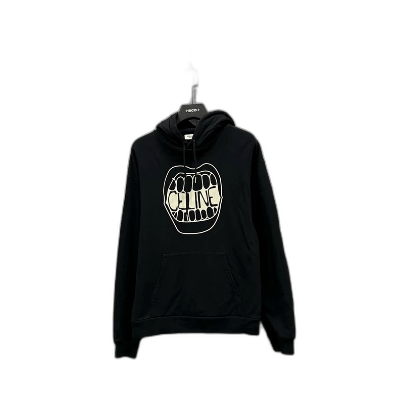 Celine Celine Logo Print Hoodie in Black Size US M / EU 48-50 / 2 - 1 Thumbnail