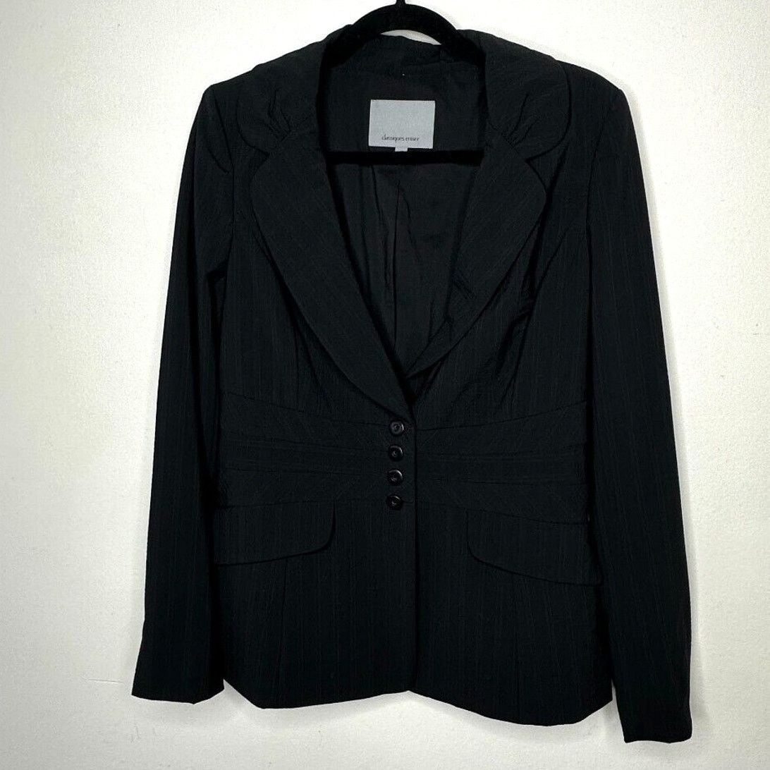 Other Classiques Navy Blue Pinstripe Peplum Waist Wool Blazer 10 Size L / US 10 / IT 46 - 3 Thumbnail