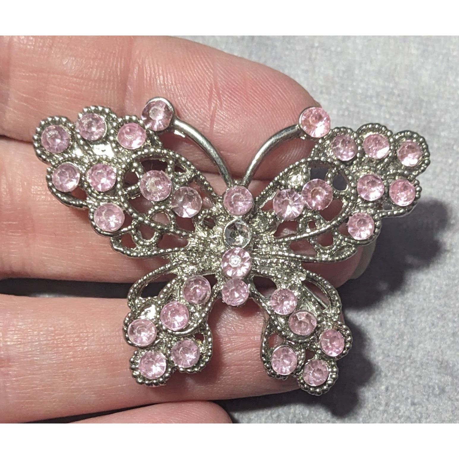 Other Fairycore Pink Gemmed Silver Tone Butterfly Brooch Size ONE SIZE - 4 Thumbnail