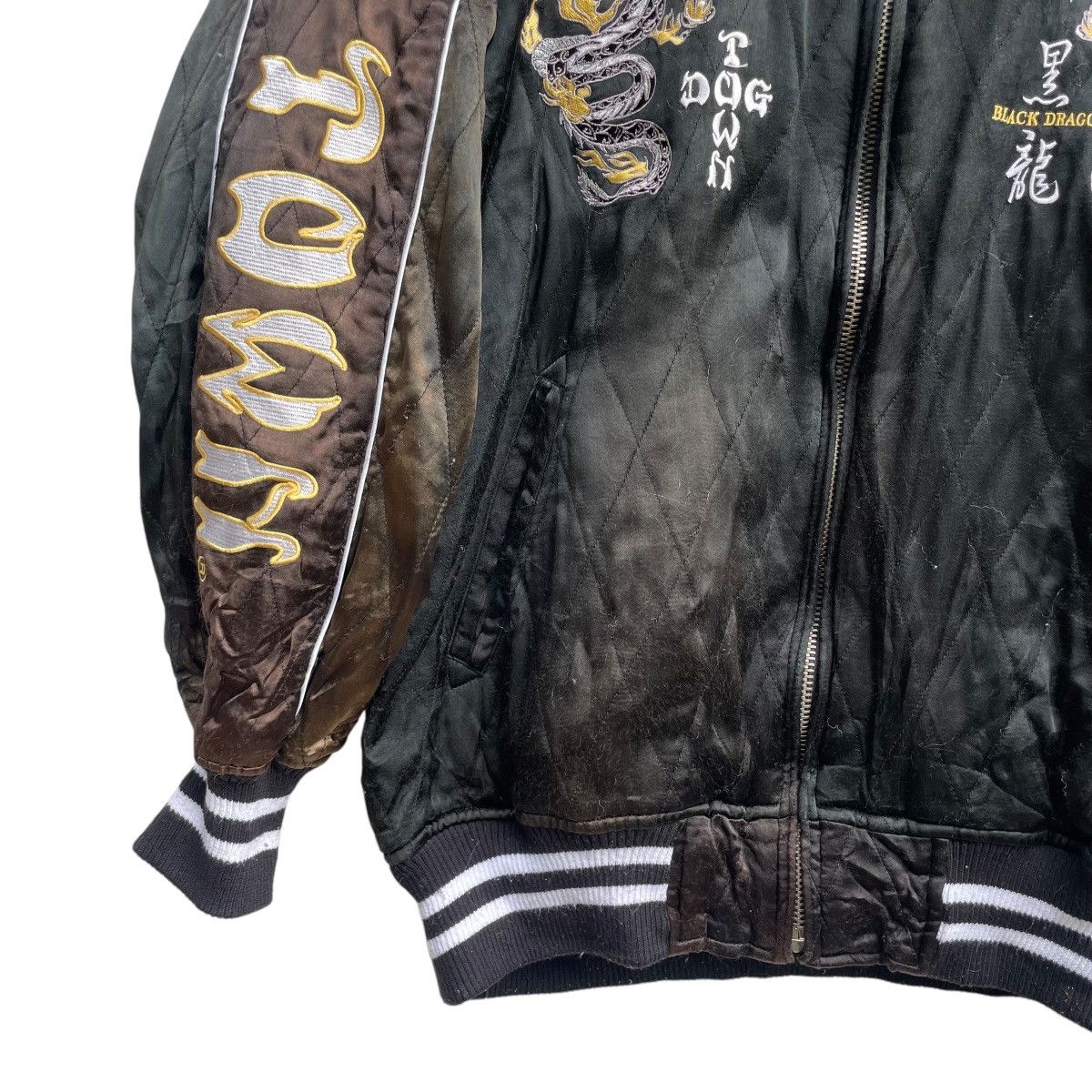 Dogtown × Japanese Brand × Vintage 💥Vintage Dog Town Black Dragon Embroidered Padded Sukajan Size US L / EU 52-54 / 3 - 5 Thumbnail