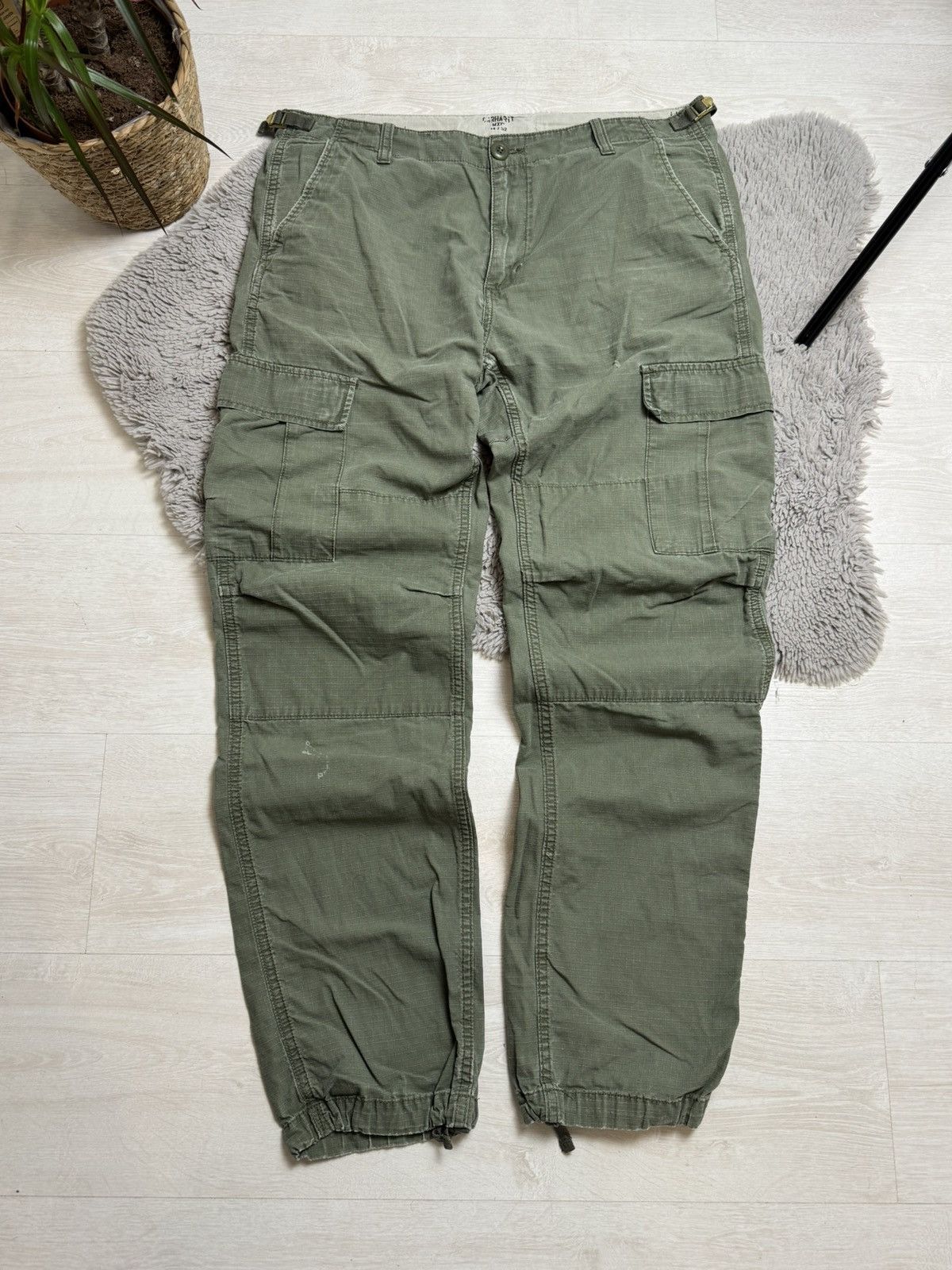 Carhartt × Vintage Carhartt Vintage Baggy Cargo Pants Center Logo Multi pocket Size US 34 / EU 50 - 4 Thumbnail
