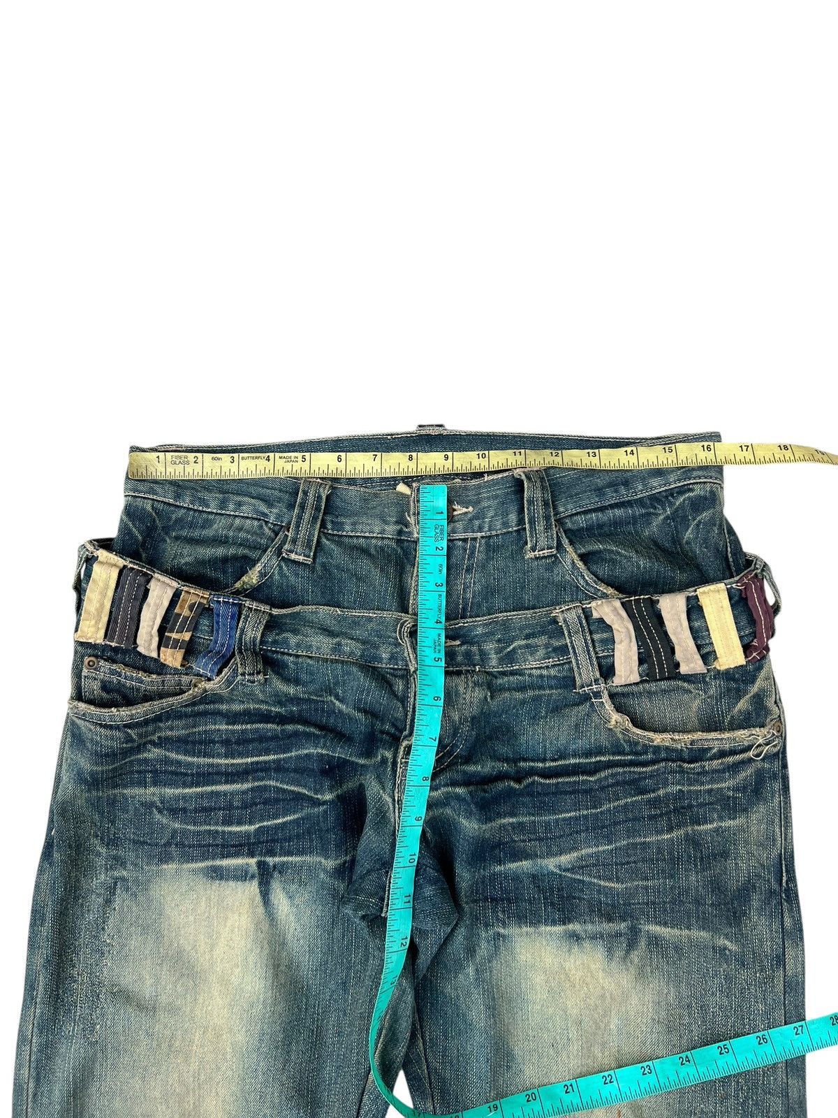 Vintage Double Waist Dirty Mud Denim Distressed Jeans Size US 31 - 2 Thumbnail
