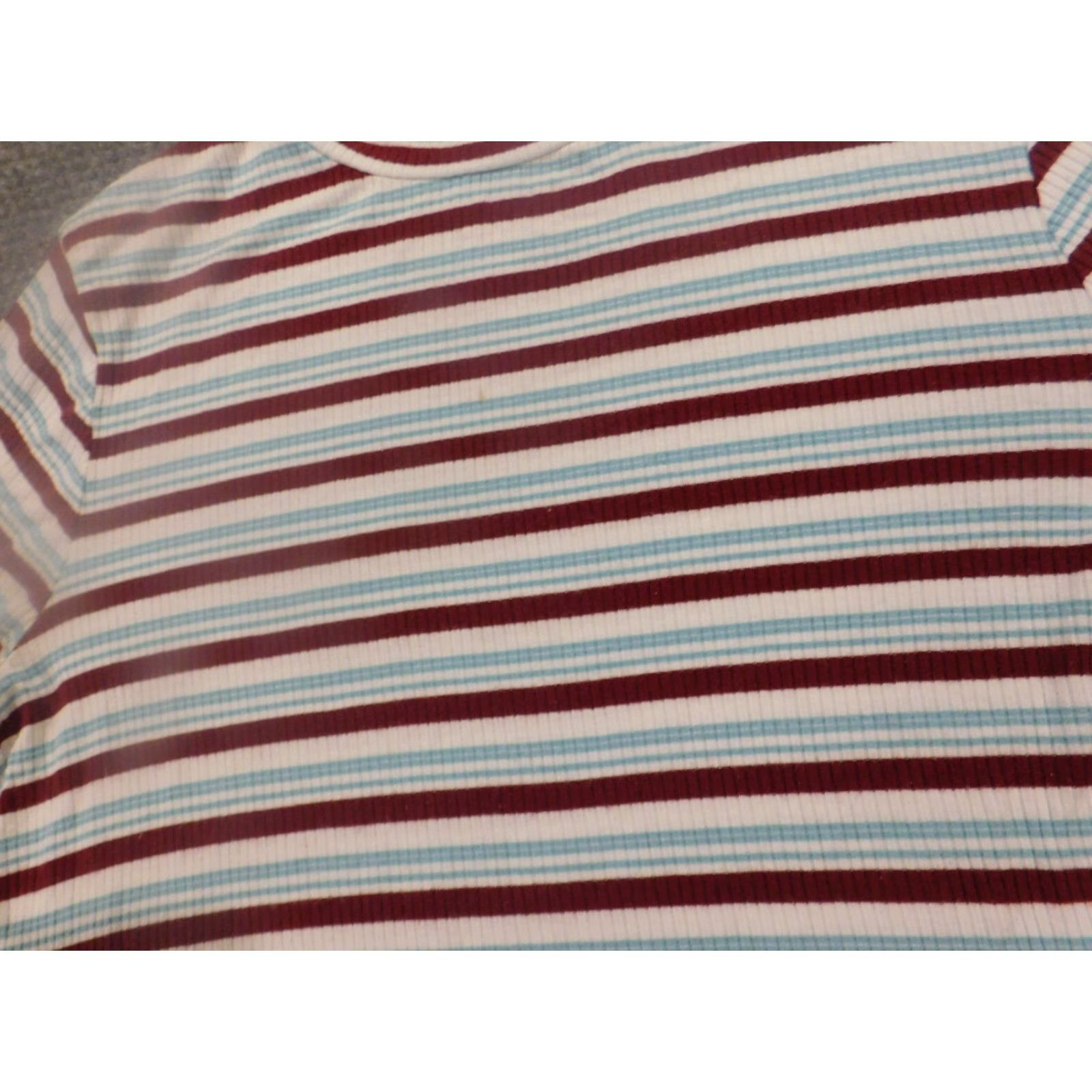 Vintage St. John's Bay Blouse Womens L Blue Striped Crew Neck Pullover Stretch Casual Shirt Size L / US 10 / IT 46 - 4 Thumbnail
