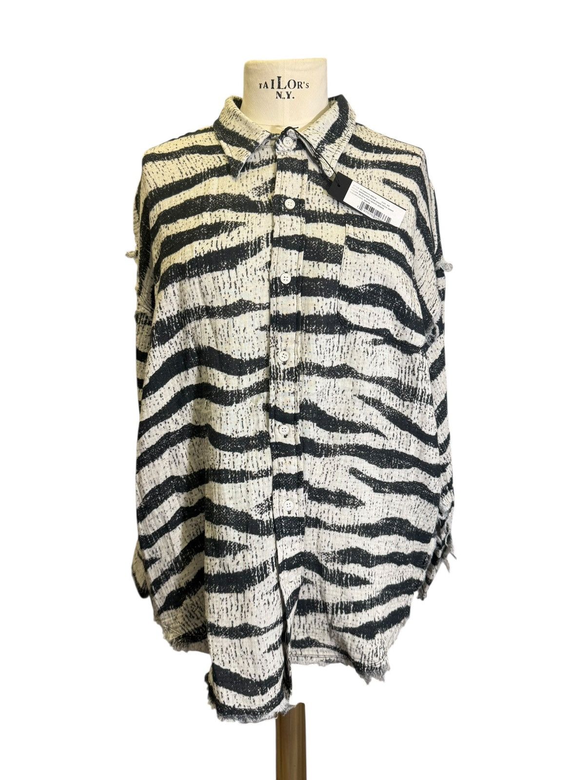 R13 SHREDDED SEAM DROP NECK SHIRT