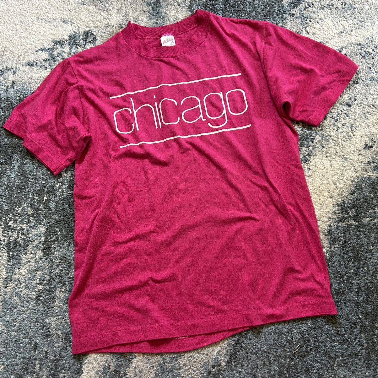 Vintage 90s SLUBBY SiNGLE STiTCH HOT PiNK CHiCAGO SOUVENiR FUCHSiA Size M / US 6-8 / IT 42-44 - 9 Thumbnail