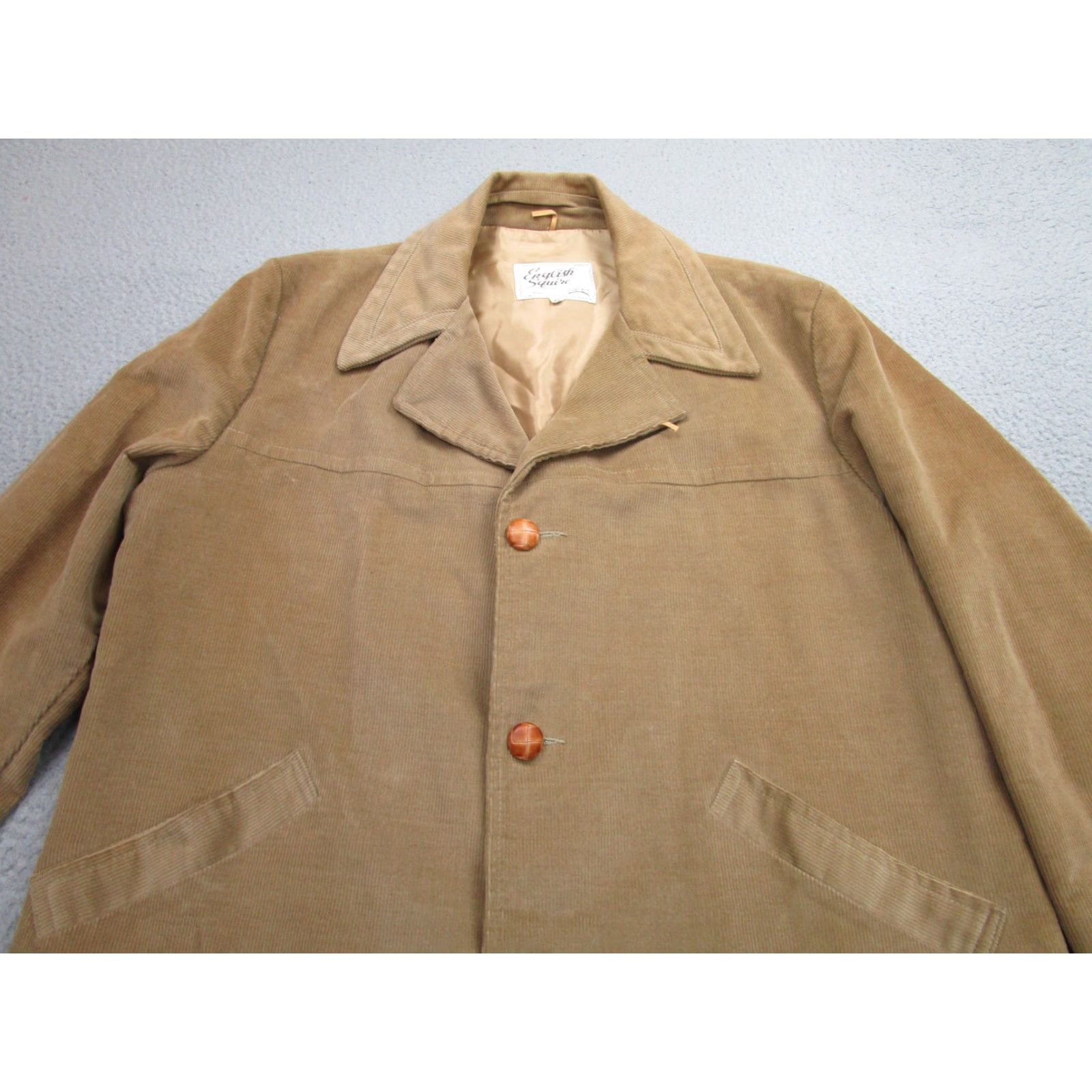 Vintage VINTAGE English Squire Overcoat Mens 48 Beige Corduroy Car Coat Lined Made in USA Size US M / EU 48-50 / 2 - 2 Thumbnail