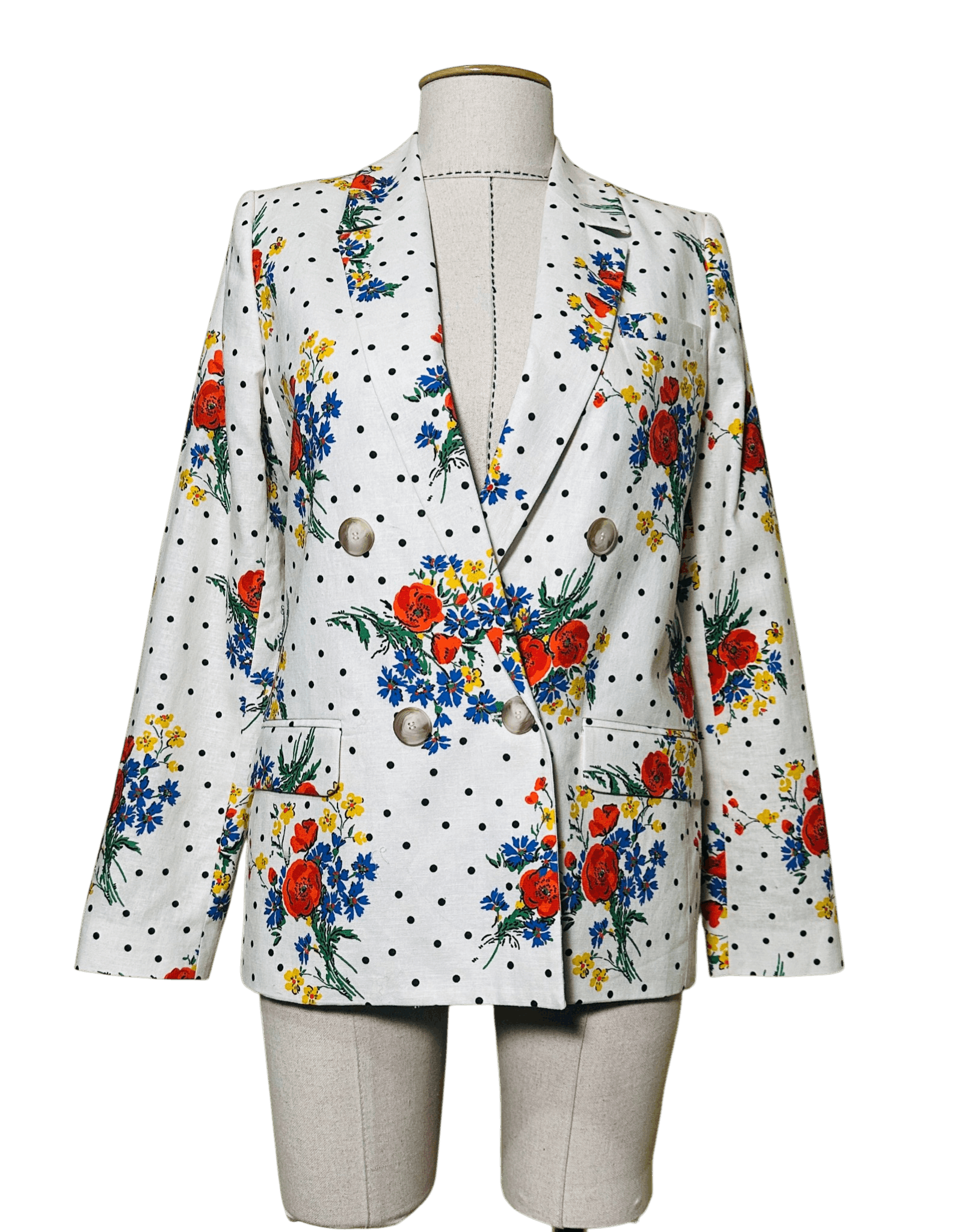 Sezane Christie Linen Floral Blazer Size XS / US 0-2 / IT 36-38 - 1 Thumbnail