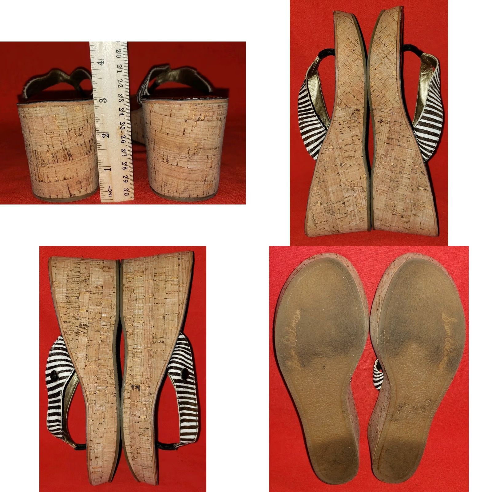 Sam Edelman Sam Edelman Toe Post Slide Wedge Sandal US 10M White Brown Striped Cork Wedge Womens Size US 10 / IT 40 - 8 Thumbnail
