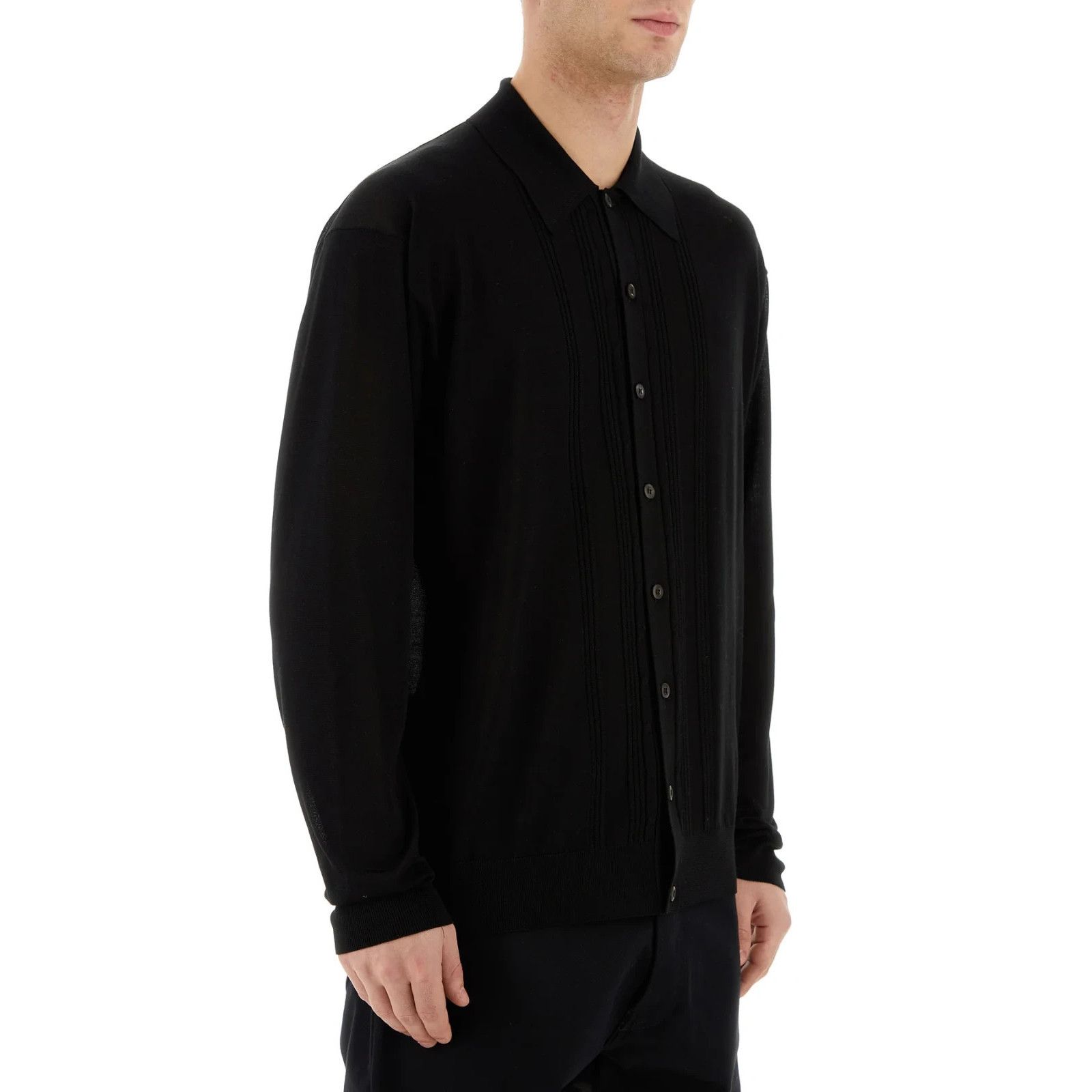 Prada PRADA Black Silk Cardigan New & Authentic (Men's size:52;) Size US L / EU 52-54 / 3 - 3 Thumbnail