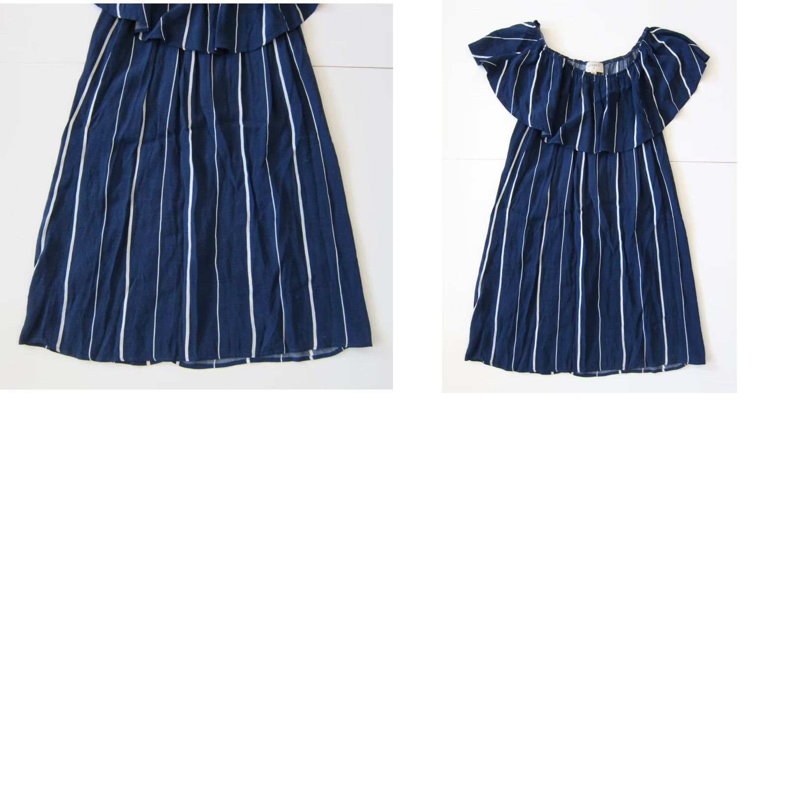 Anthropologie Everly Anthropology Blue White Stripe Off The Shoulder Tunic Shift Dress Small Shirt Size S / US 4 / IT 40 - 8 Thumbnail