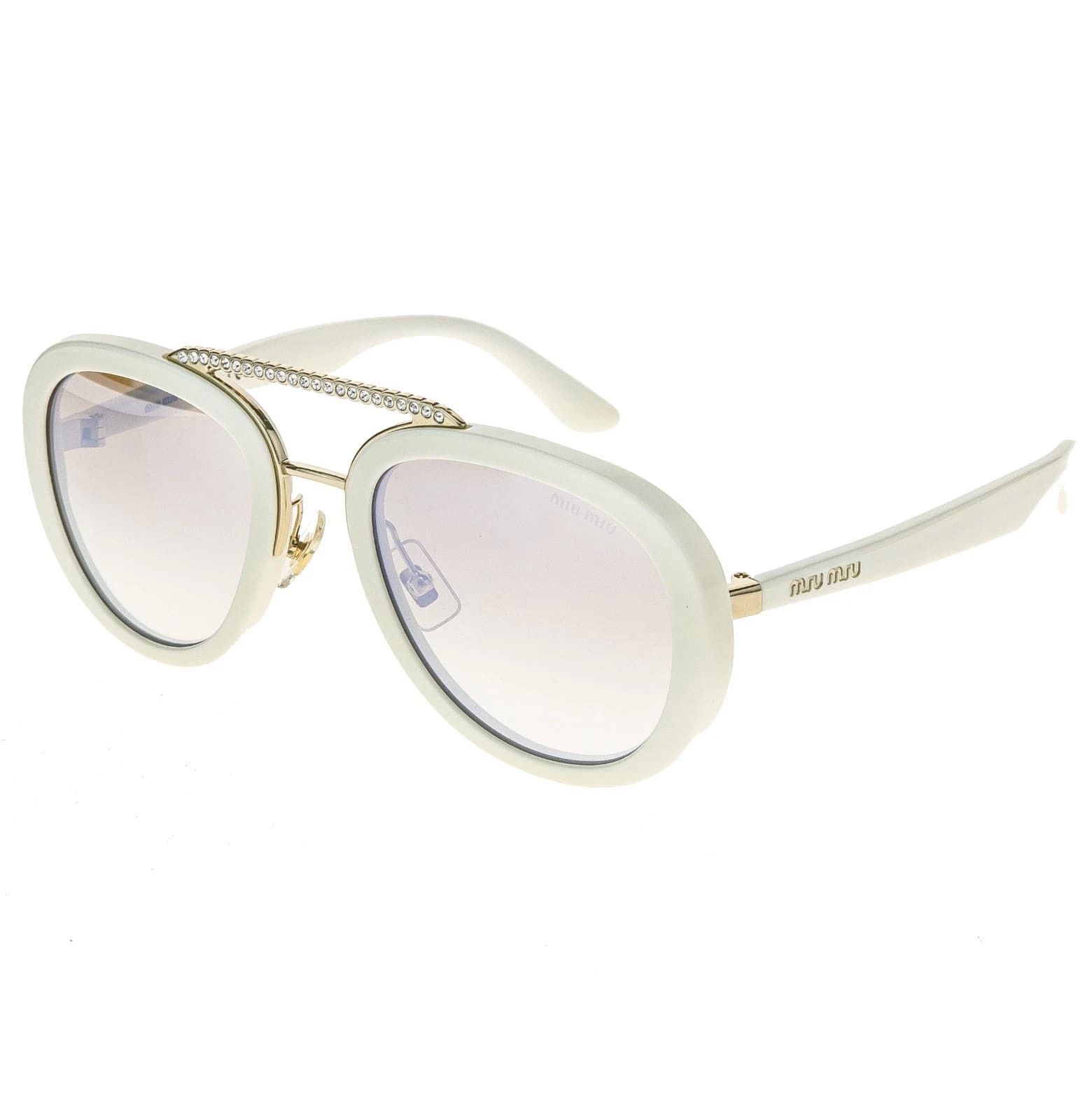 Miu Miu MIU MIU MU05VS COLLECTION 05V White Silver Aviator Sunglass Size ONE SIZE - 8 Thumbnail