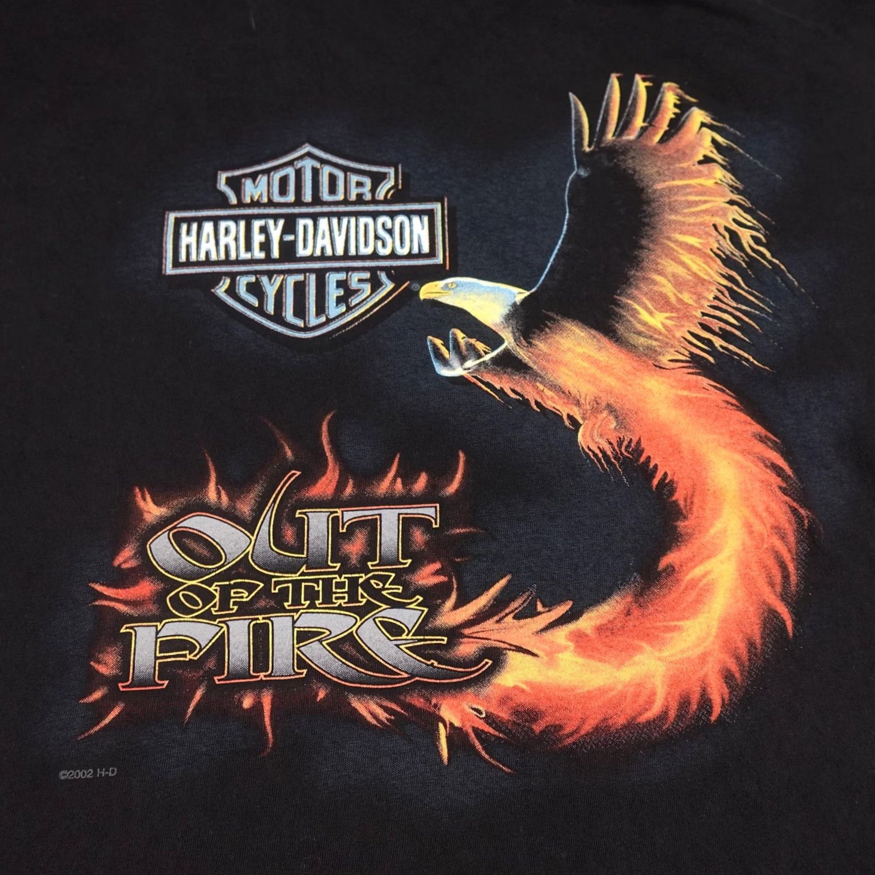Harley Davidson VINTAGE Harley-Davidson Shirt Mens XL Black Out of the Fire Eagle Made USA 2001 Size US XL / EU 56 / 4 - 4 Thumbnail