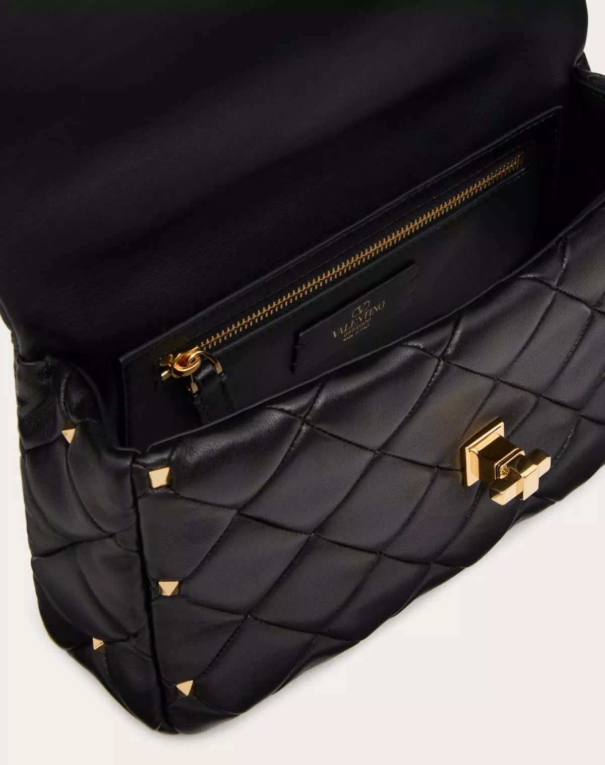 Valentino oc11z0725 Size:OS/ Spike Bag In Nappa Patchwork in Black Size ONE SIZE - 6 Thumbnail