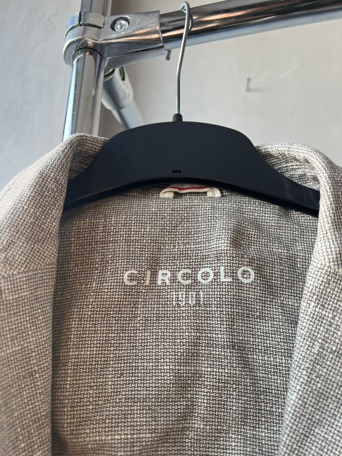 Circolo 1901 CIRCOLO 1901 STRETCH MENS GRAY BEIGE SOLID BLAZER JACKET 56 Size 54L - 7 Thumbnail