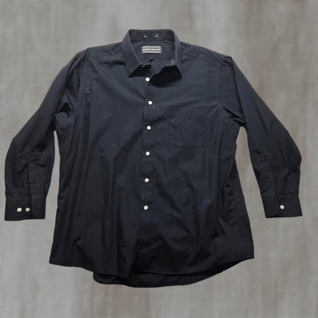 Vintage David Taylor Shirt Black Long Sleeve Button Down Pocket Classic Men's 17 32/33 Size US XL / EU 56 / 4 - 1 Thumbnail