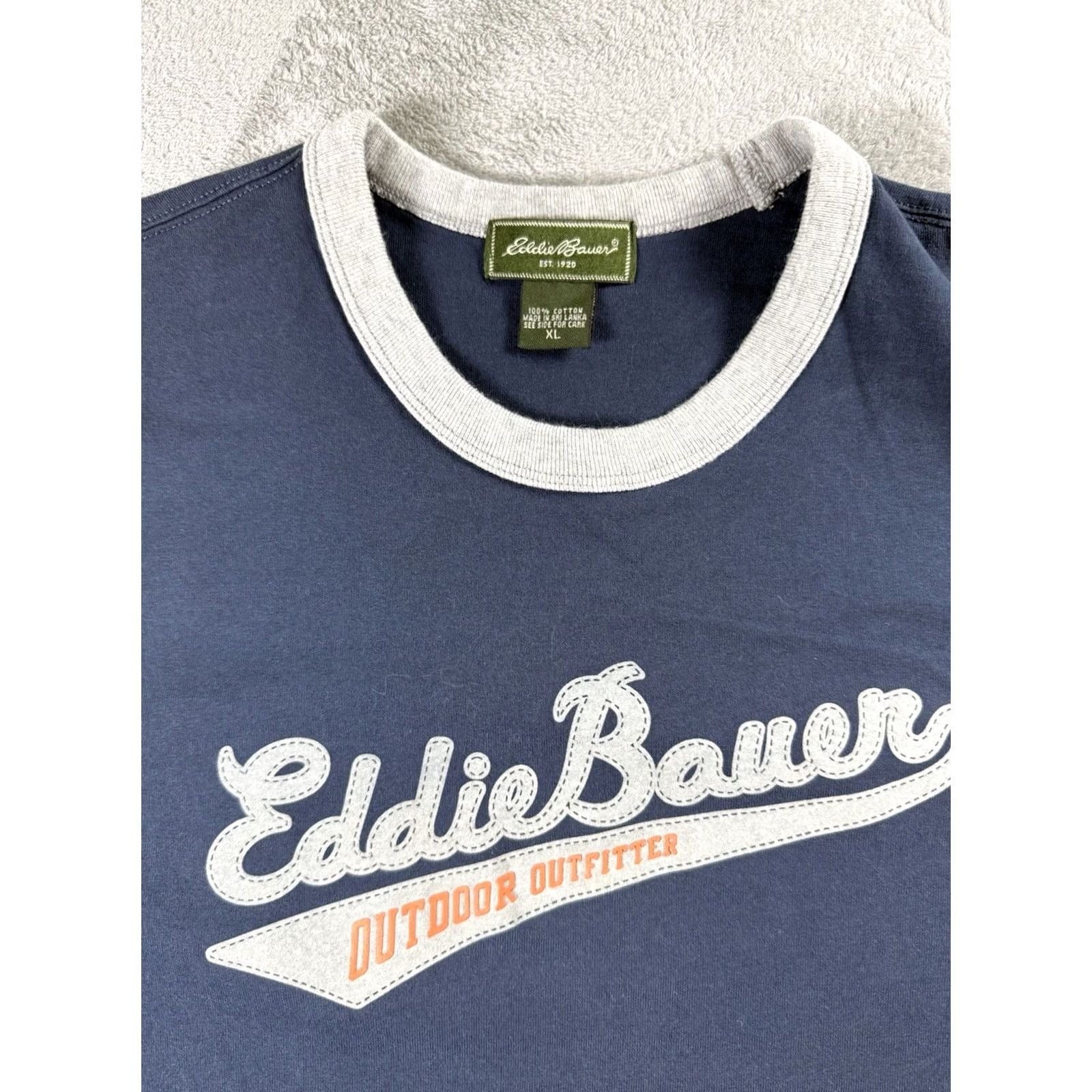 Eddie Bauer Eddie Bauer Mens T Shirt XL Navy/ Gray Outdoor Outfitters Cotton Tee Size US XL / EU 56 / 4 - 2 Thumbnail