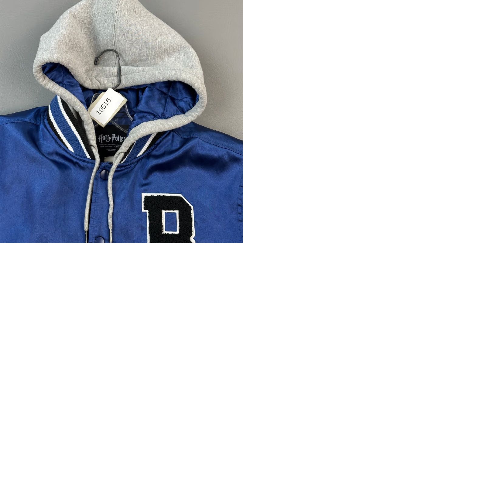 Vintage Harry Potter Ravenclaw Varsity Jacket Mens Small Blue Satin Hooded Snap Front Size US S / EU 44-46 / 1 - 10 Thumbnail