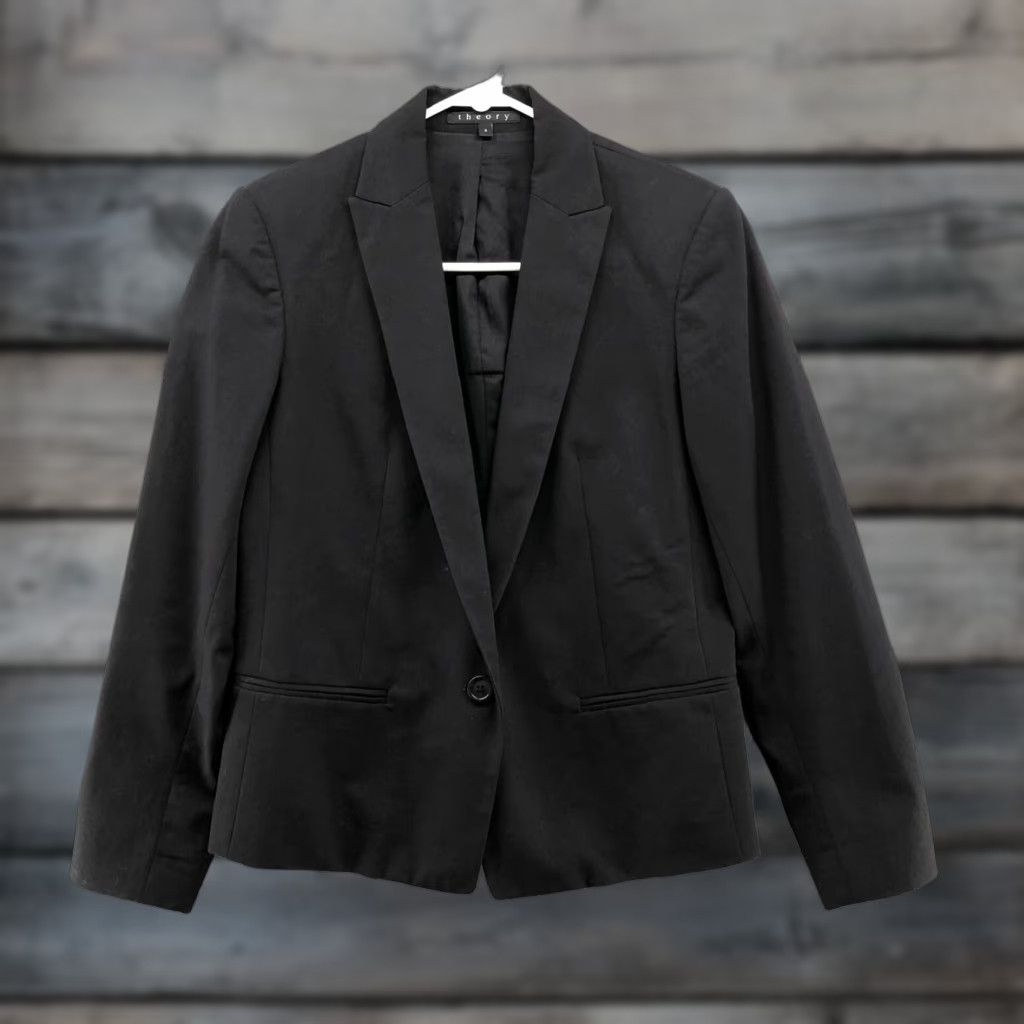 Theory Theory Blazer Black Womens Size 2 One Button Career Workwear Jacket Coat Suit Office Modern Size XS / US 0-2 / IT 36-38 - 1 Thumbnail