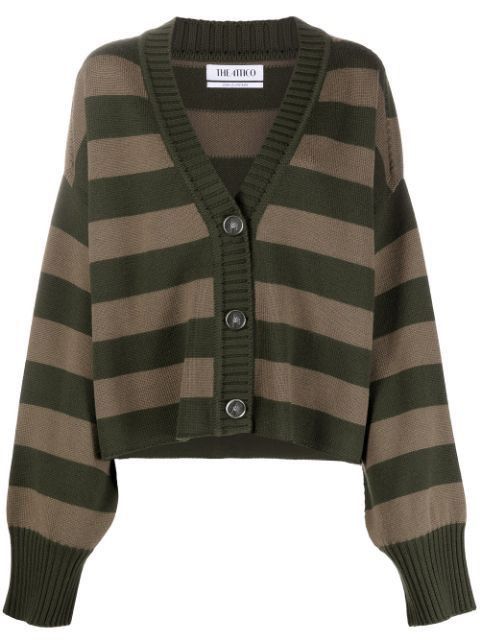 The Attico The Attico V - neck Striped Wool Oversized Cardigan Size XS / US 0-2 / IT 36-38 - 4 Thumbnail