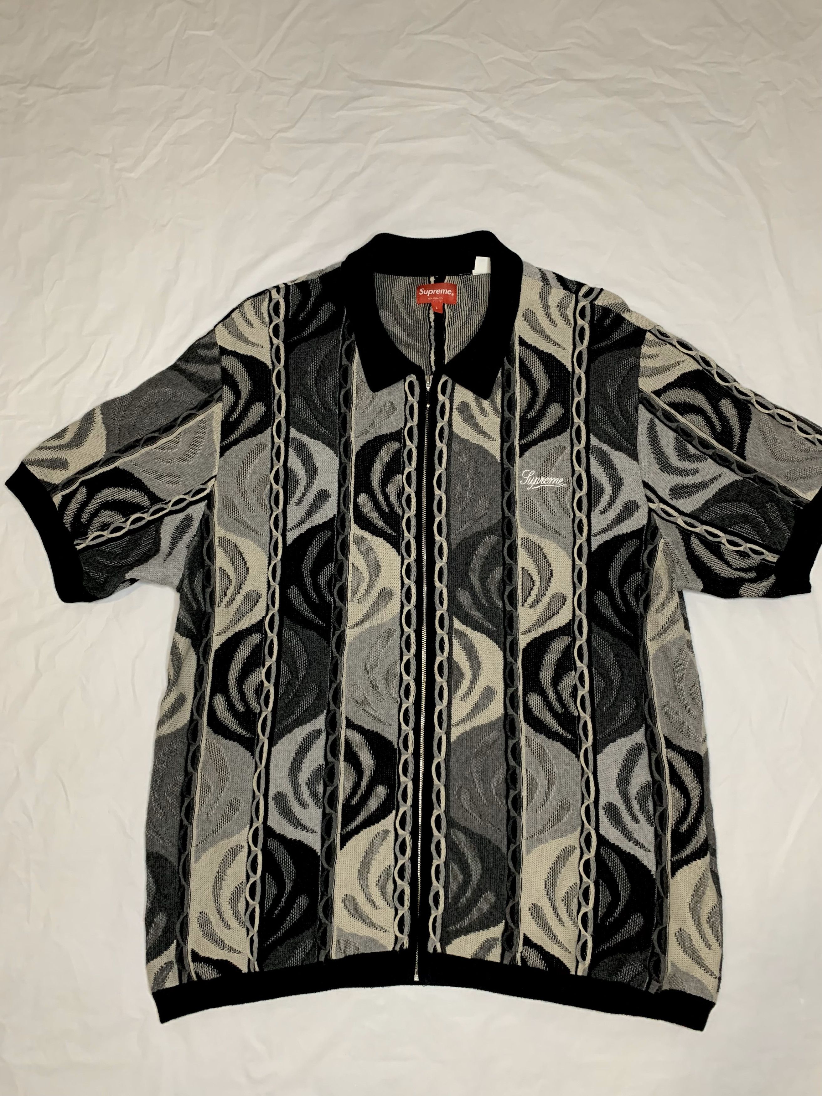 トップス Supreme Abstract Textured Zip Up Polo Supreme Abstract Textured Zip Up Polo (SS22) - $128