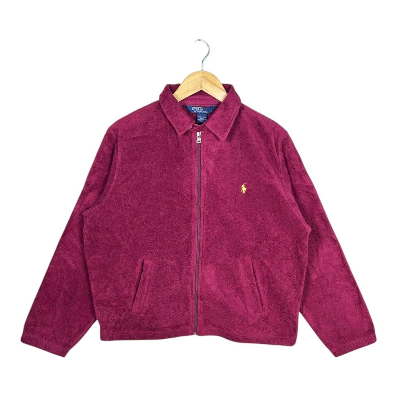 Polo Ralph Lauren Vintage Polo Ralph Lauren Burgundy Red Zip Up Fleece Jacket Size US L / EU 52-54 / 3 - 1 Thumbnail