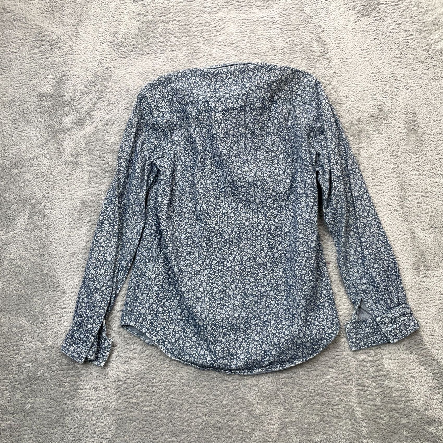 Steven Alan VINTAGE Steven Alan Shirt Mens Small Blue Ditsy Floral Print Rounded Hem Button Down Size US S / EU 44-46 / 1 - 2 Thumbnail