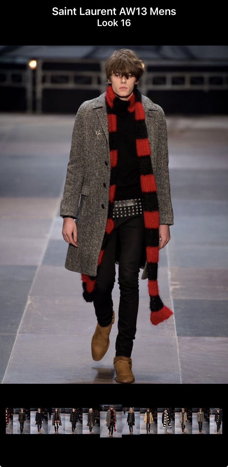 Hedi Slimane × Saint Laurent Paris FW'15 Red and Black Striped