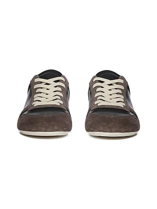 Rick Owens os11x0226 Minimal Leather Sneakers In Dust Black/Brown Size US 8 / EU 41 - 4 Thumbnail