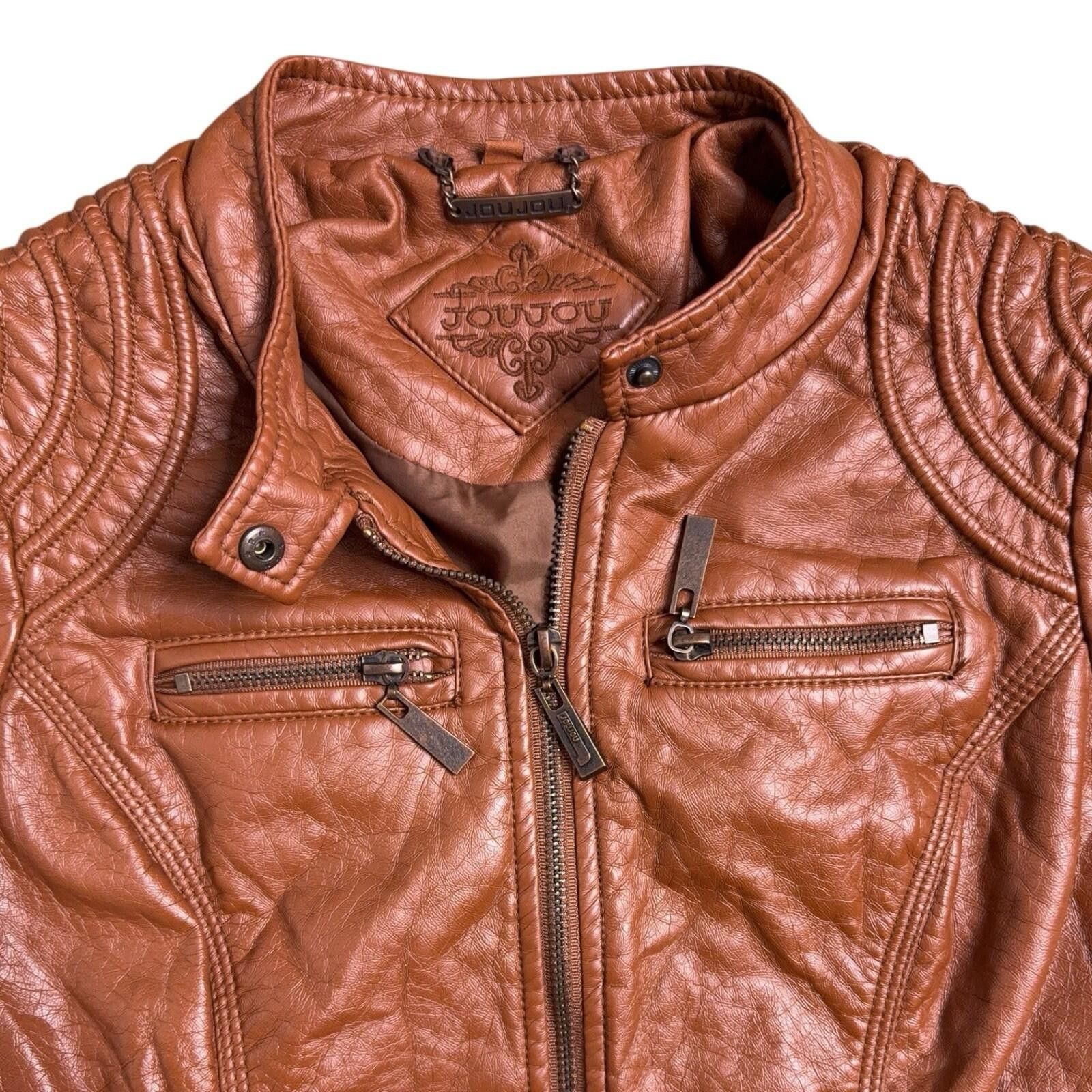 Other Y2K JouJou Jacket Womens Small Brown Vegan Leather Moto Size S / US 4 / IT 40 - 2 Thumbnail