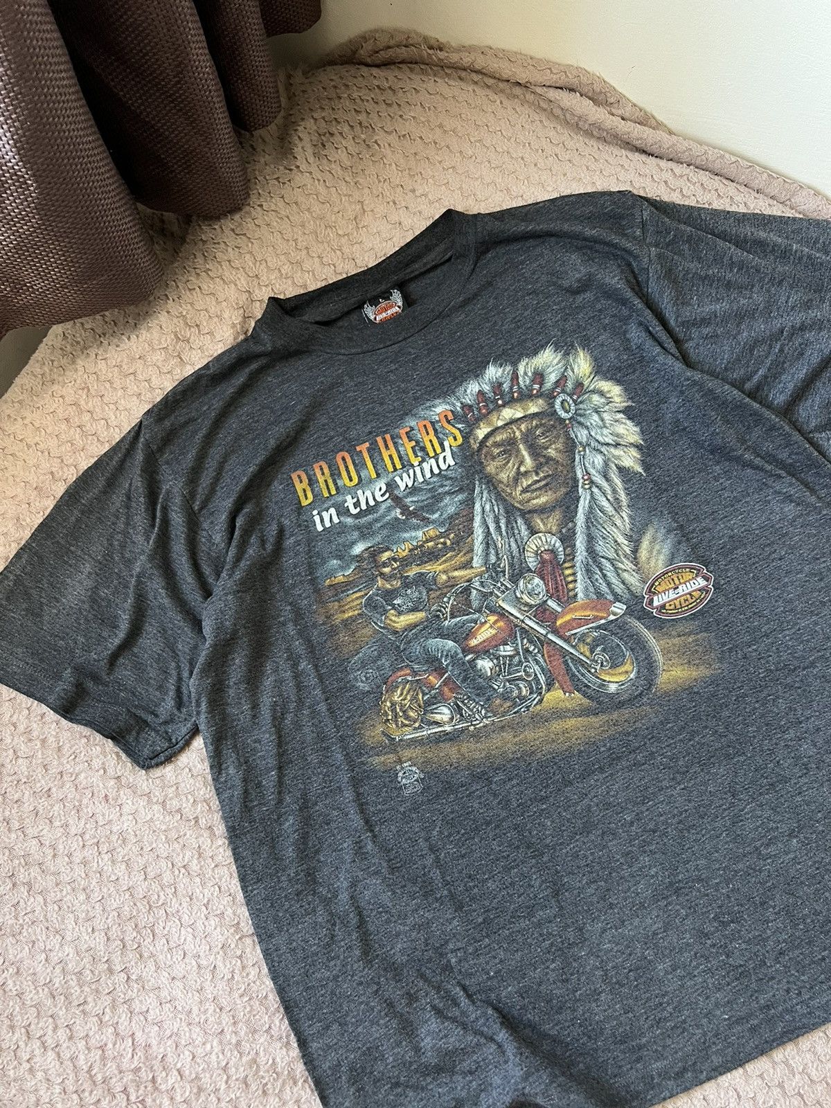 Harley Davidson × Vintage Vintage brothers in the wind motor live in ride 90s shirt 3D Size US M / EU 48-50 / 2 - 3 Thumbnail