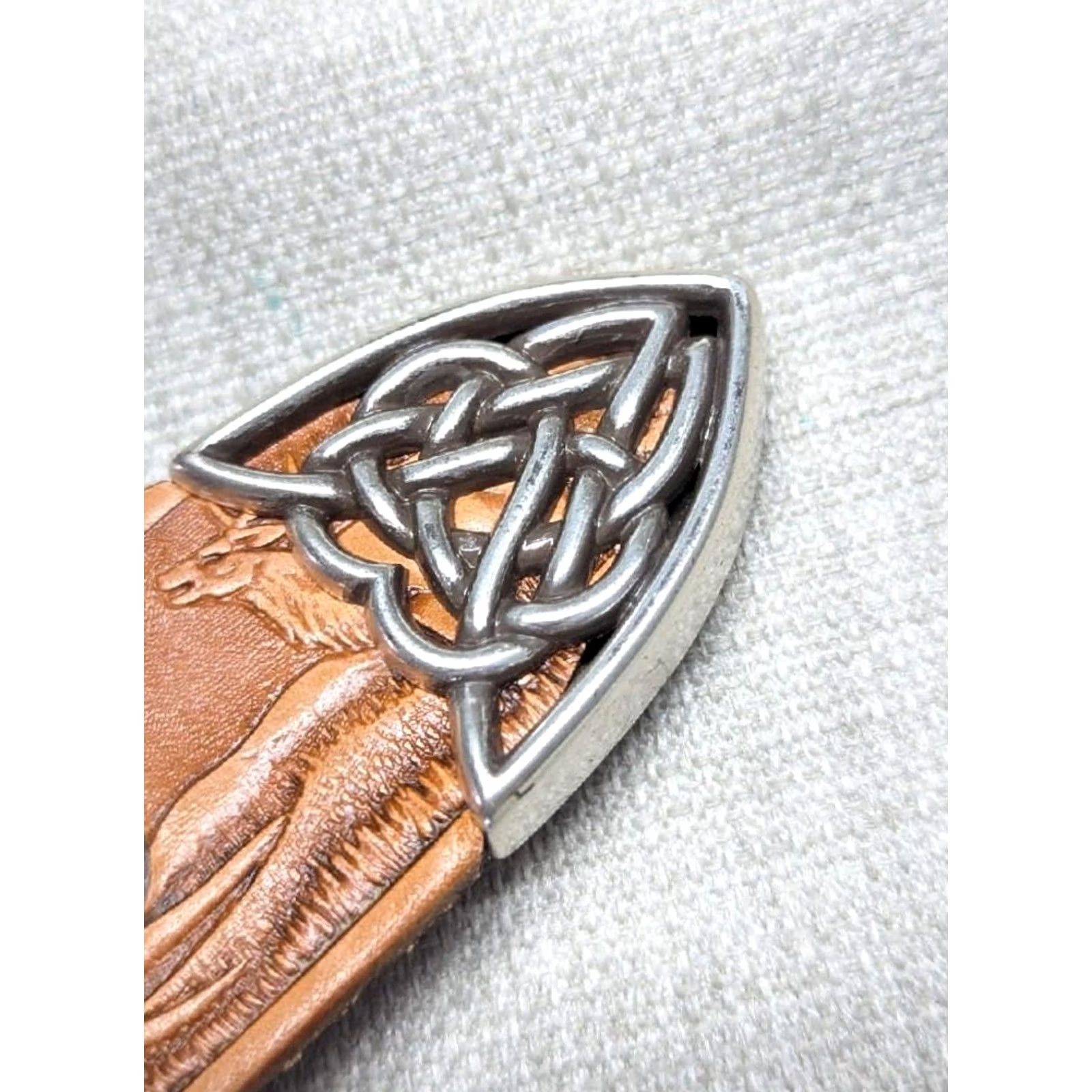 Vintage VINTAGE Handcrafted WESTERN belt 46 leather Full Grain Leather buckle Eagle belt Men Cowboy Rodeo 1-1/2" width Brown 45/46 Size 46 - 5 Thumbnail
