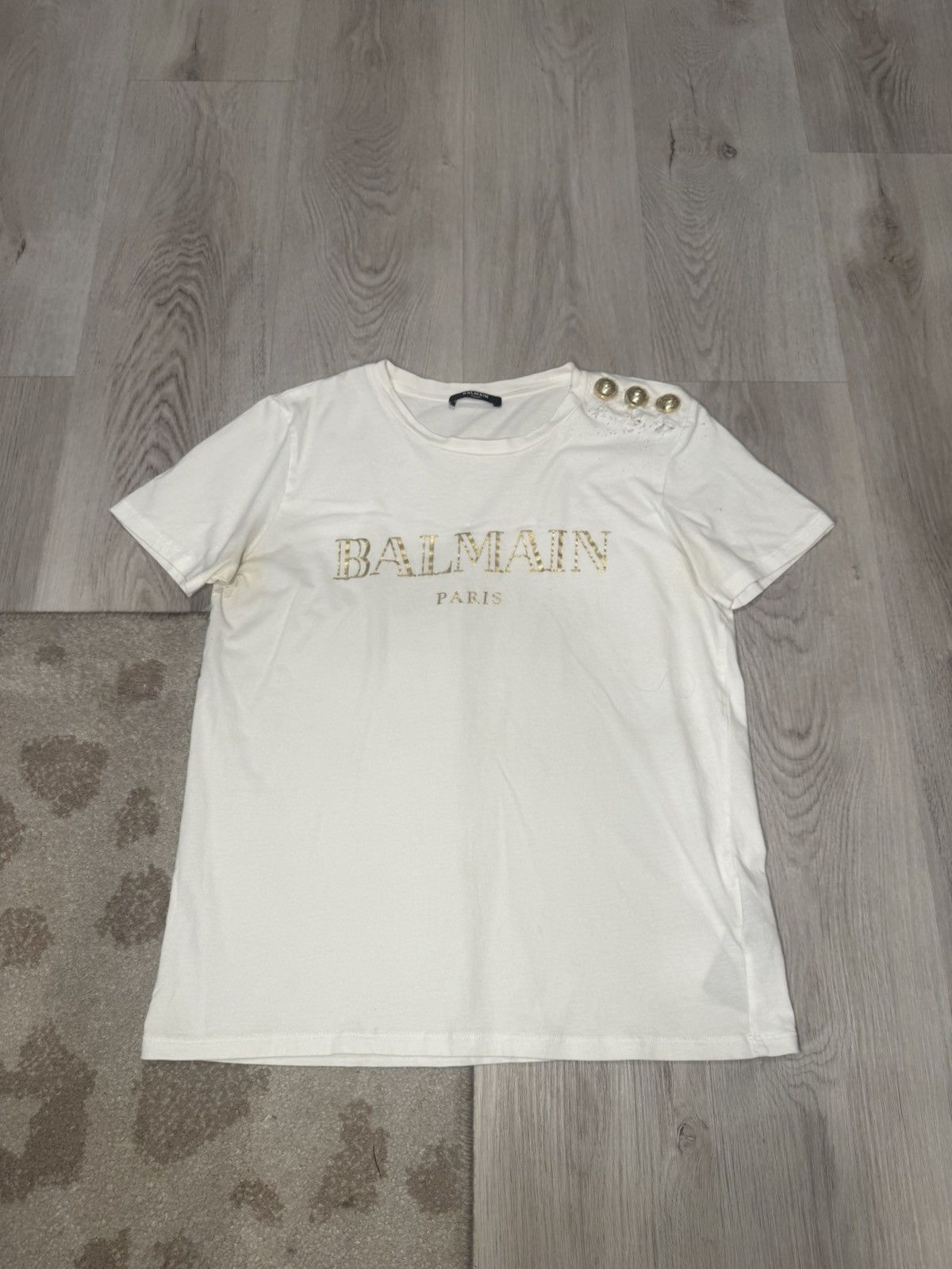 Balmain s/s 2015 gold logo button tee!! Size US S / EU 44-46 / 1 - 1 Thumbnail