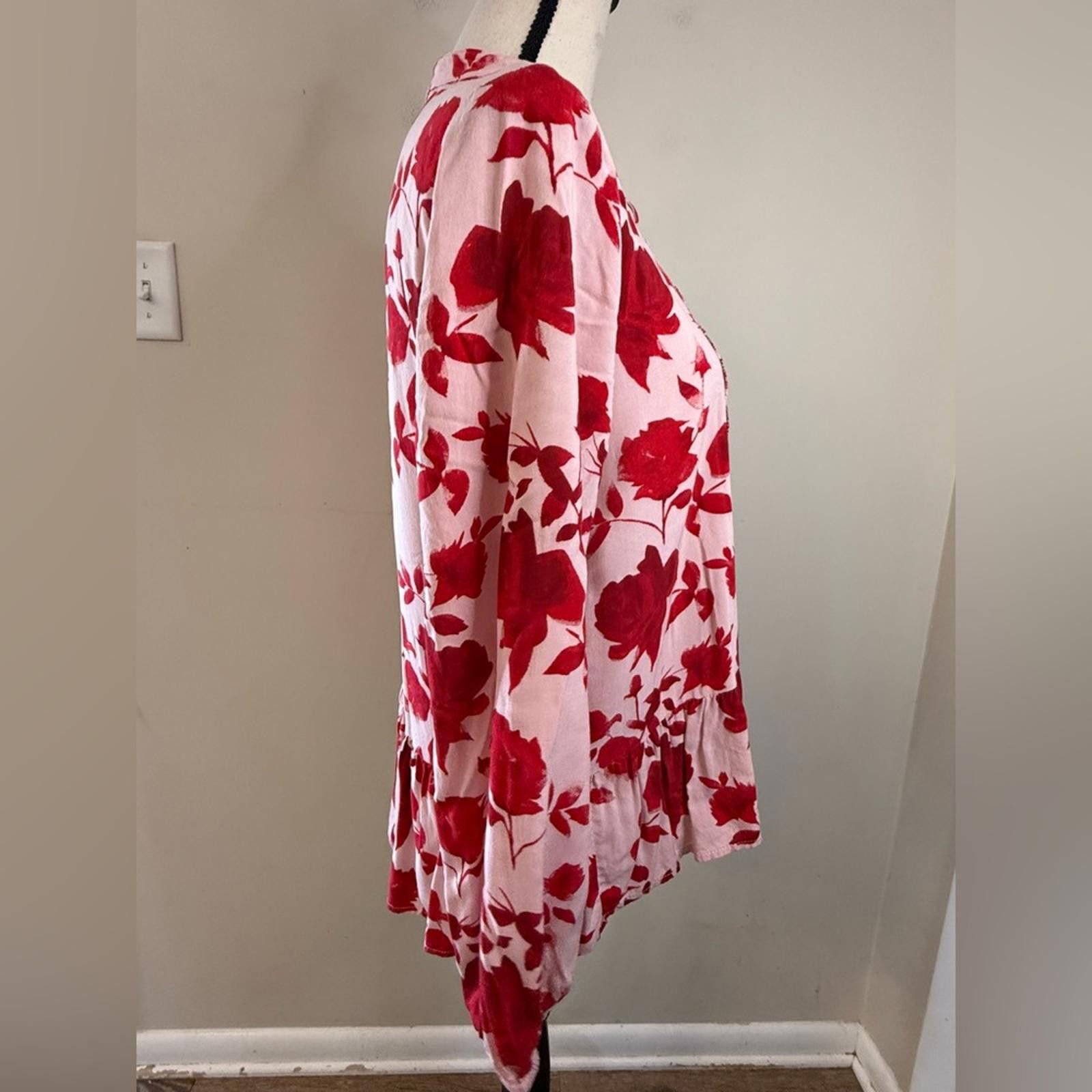 Other Matilda Jane floral pink & red rose boho ruffled top SZ SM Size S / US 4 / IT 40 - 2 Thumbnail