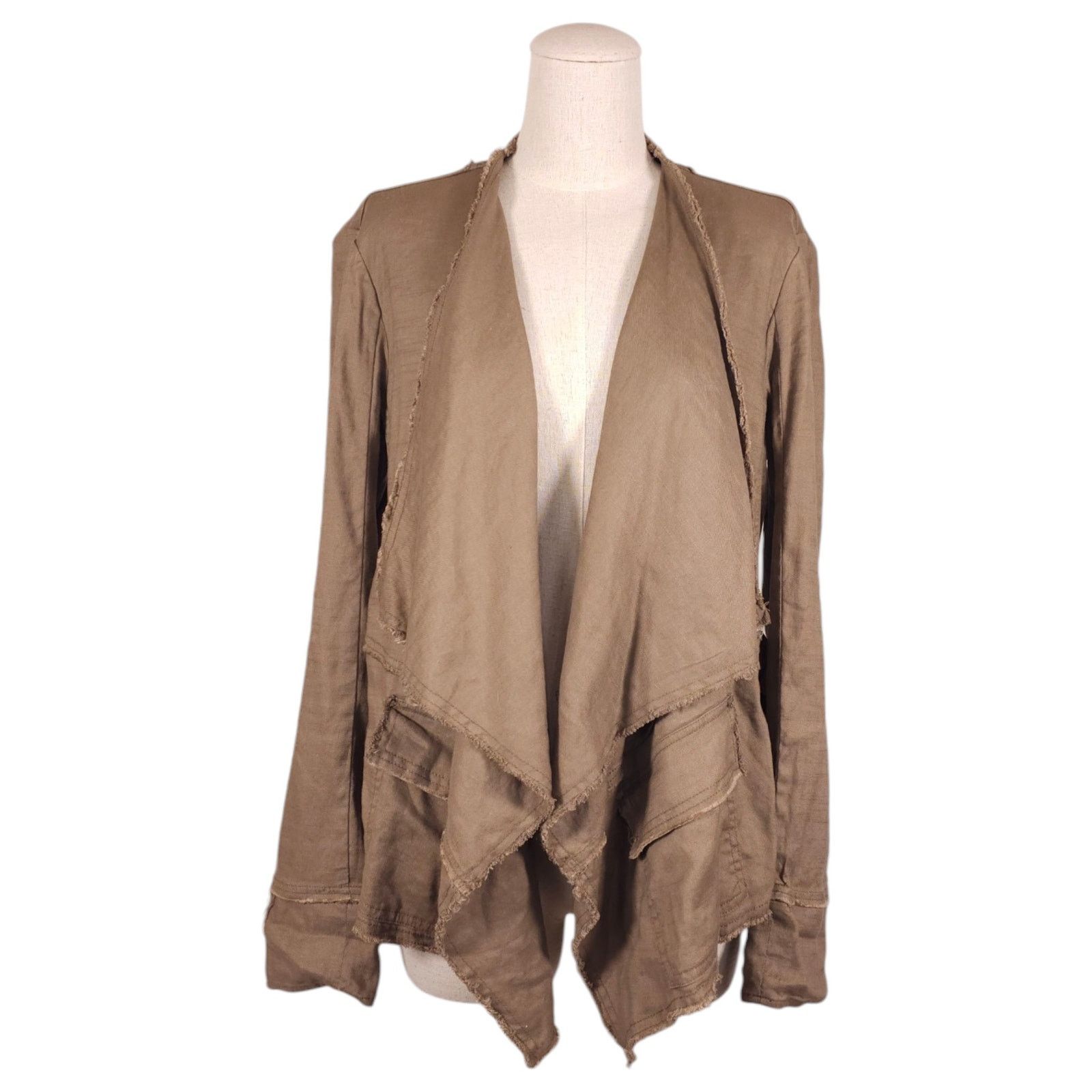 Free People Free People Raw Femme Linen Jacket Olive Sz Small Size S / US 4 / IT 40 - 1 Thumbnail