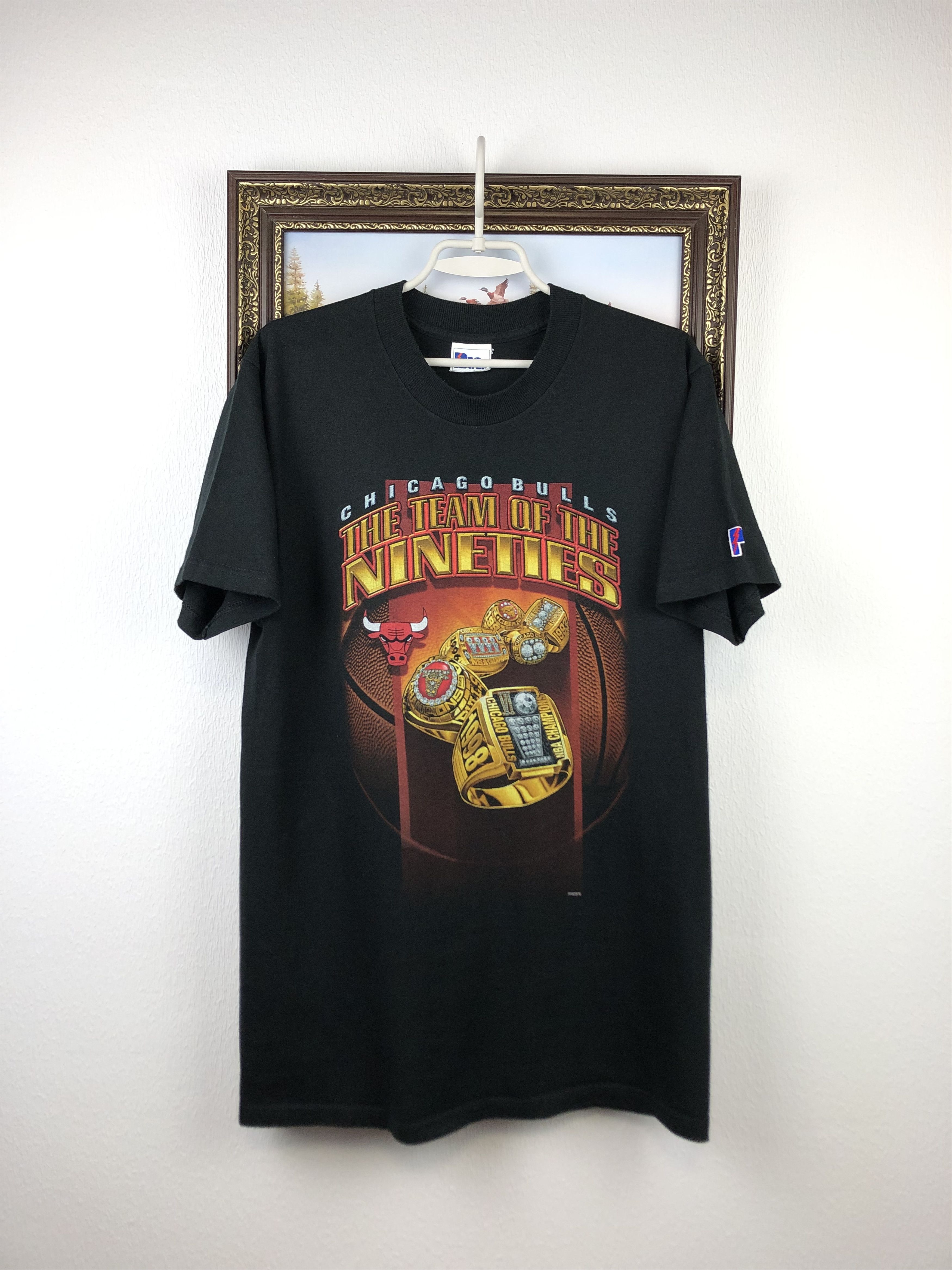 NBA Vintage Chicago Bulls Rings Jordan Shirt Tee RAre Over Print Size US L / EU 52-54 / 3 - 1 Thumbnail