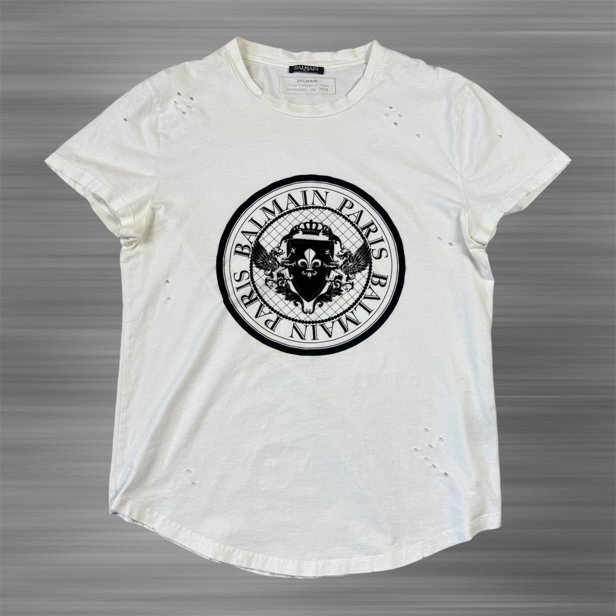 Balmain Balmain SS18 Distressed T-Shirt Size US XL / EU 56 / 4 - 1 Thumbnail