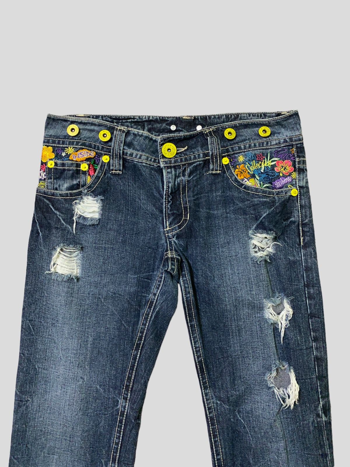 Designer × Japanese Brand × Vintage Distress Denim Hapipiness Embroidery Design Size US 30 / EU 46 - 3 Thumbnail