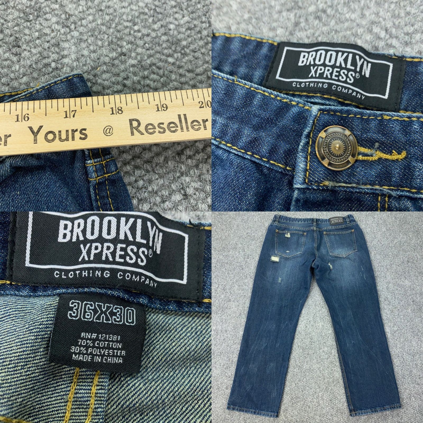 Express BROOKLYN XPRESS Jeans Mens 36x30 Blue Distressed Hip Hop Baggy Skater Urban Size US 36 / EU 52 - 8 Thumbnail