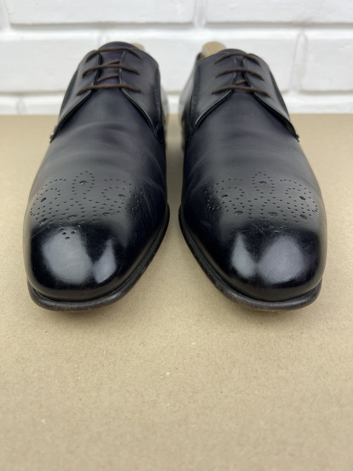 Gucci GUCCI Derby Leather Shoes Lace Up GG Logo Dark Purple Men’s Size US 10.5 / EU 43-44 - 5 Thumbnail